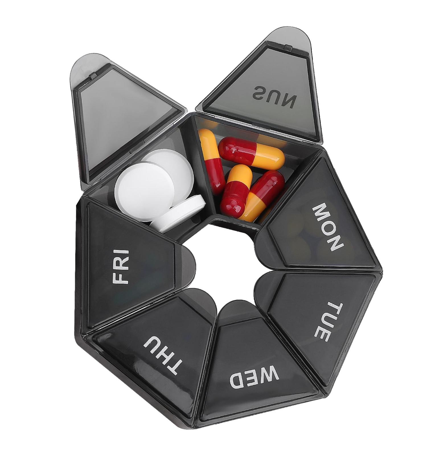 Buy Wllhyf 7-Day Portable Pill Organizer Bag - Travel-Friendly Daily Medicine Planner & Vitamin Holder (Black) - Buy Online on GoSupps.com