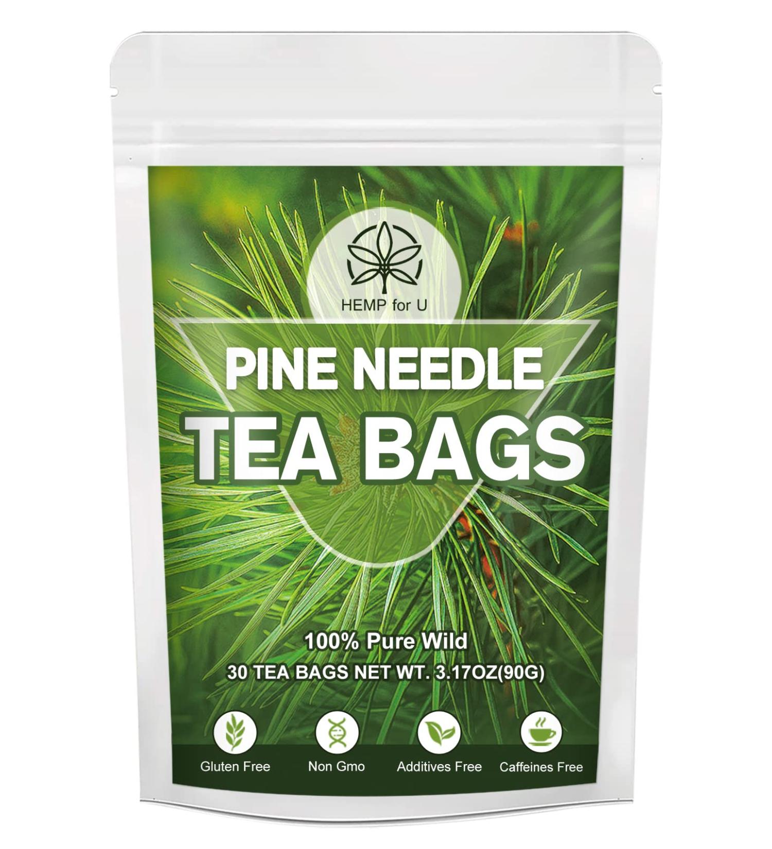 Organic Dried Pine Needle Tea Bags - 30 Natural Caffeine-Free Triangle Teabags for Immunity Support - Buy Online on GoSupps.com