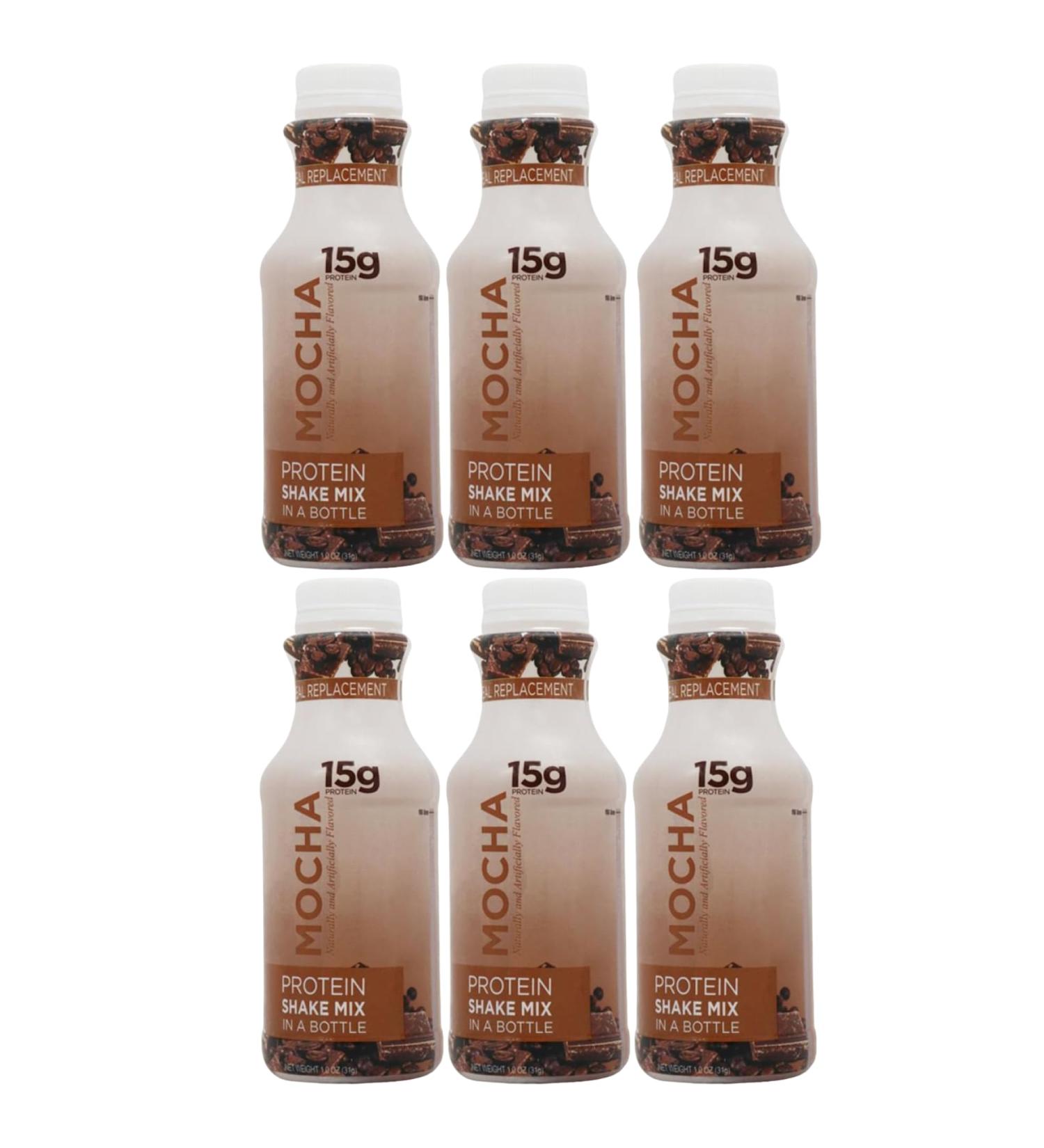 BariatricPal 15g Protein Shake Mix in a Bottle - Mocha Cream (6-Pack)