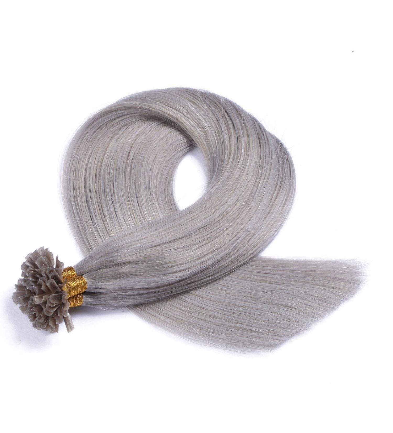 Premium Keratin Bonding Hair Extensions - Silver - 40cm U-Tip - 25 Strands - 100% Real Human Hair by Novon - Buy Online on GoSupps.com