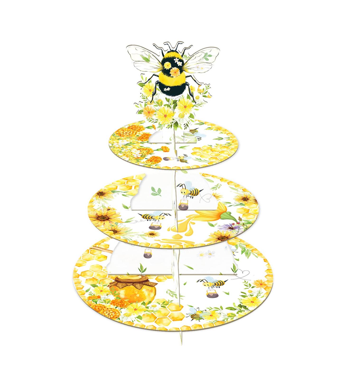 CC HOME Bee Party Supplies Cupcake Stand 3 Tier Bee Party Cake Stand for Kids Birthday Party Decorations Bee Theme Party Baby Shower Birthday Party Supplies - Buy Online on GoSupps.com
