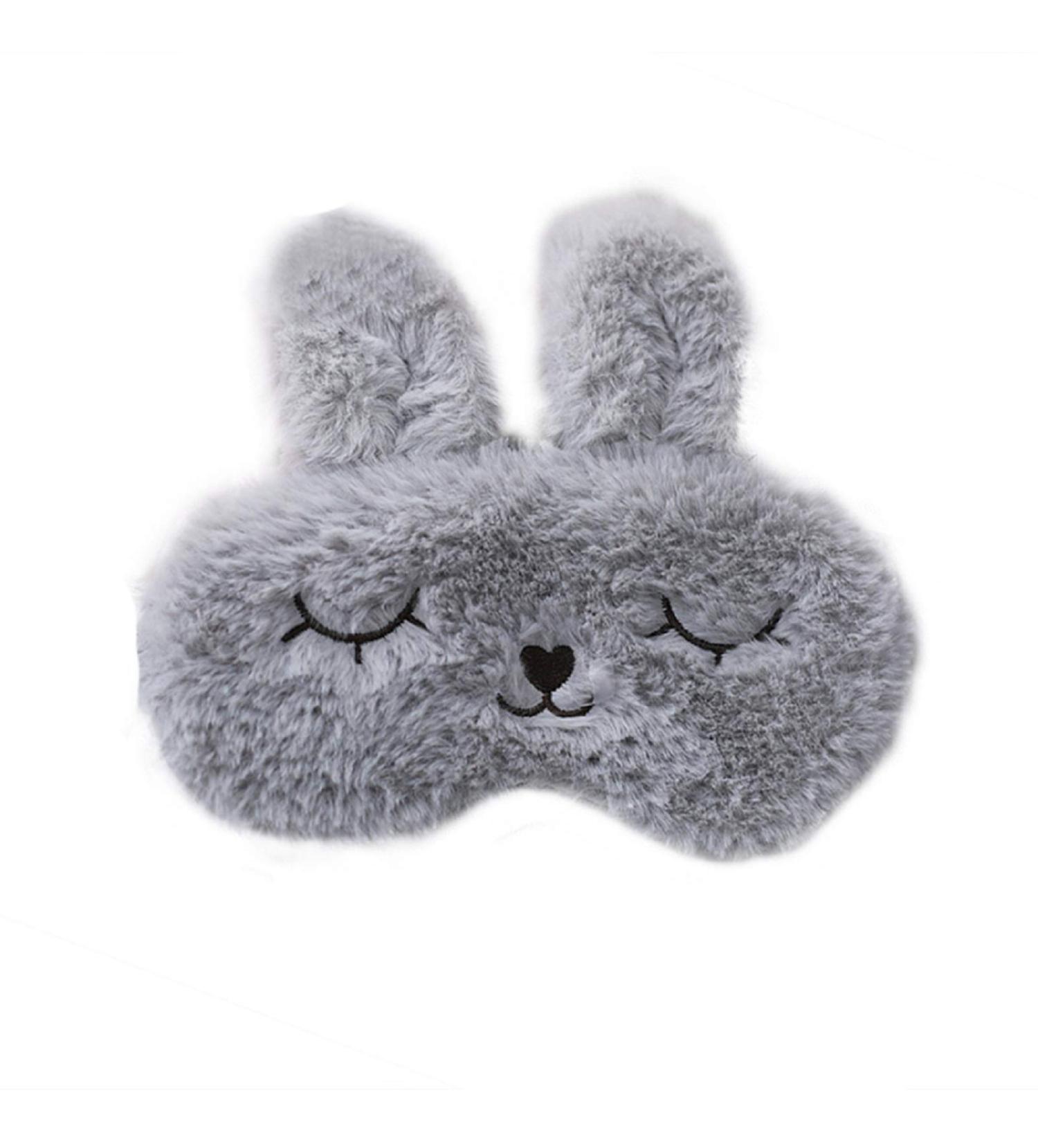 Silk Plush Bunny Grey Sleep Mask - Cute Rabbit Eye Mask for Women & Kids - Buy Online on GoSupps.com