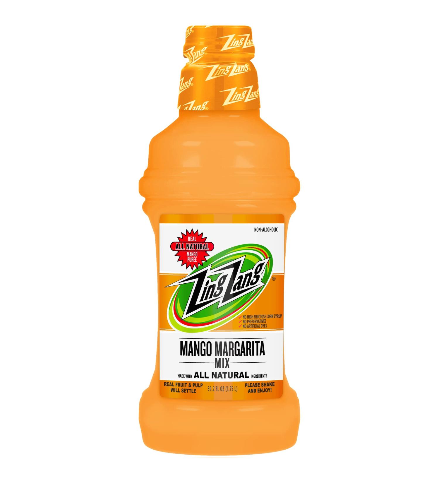 Zing Zang Mango Margarita Mix - All Natural 3 Fruit Juice Blend, Non Alcoholic Cocktail Mixer - 1.75L Bottle - Buy Online on GoSupps.com