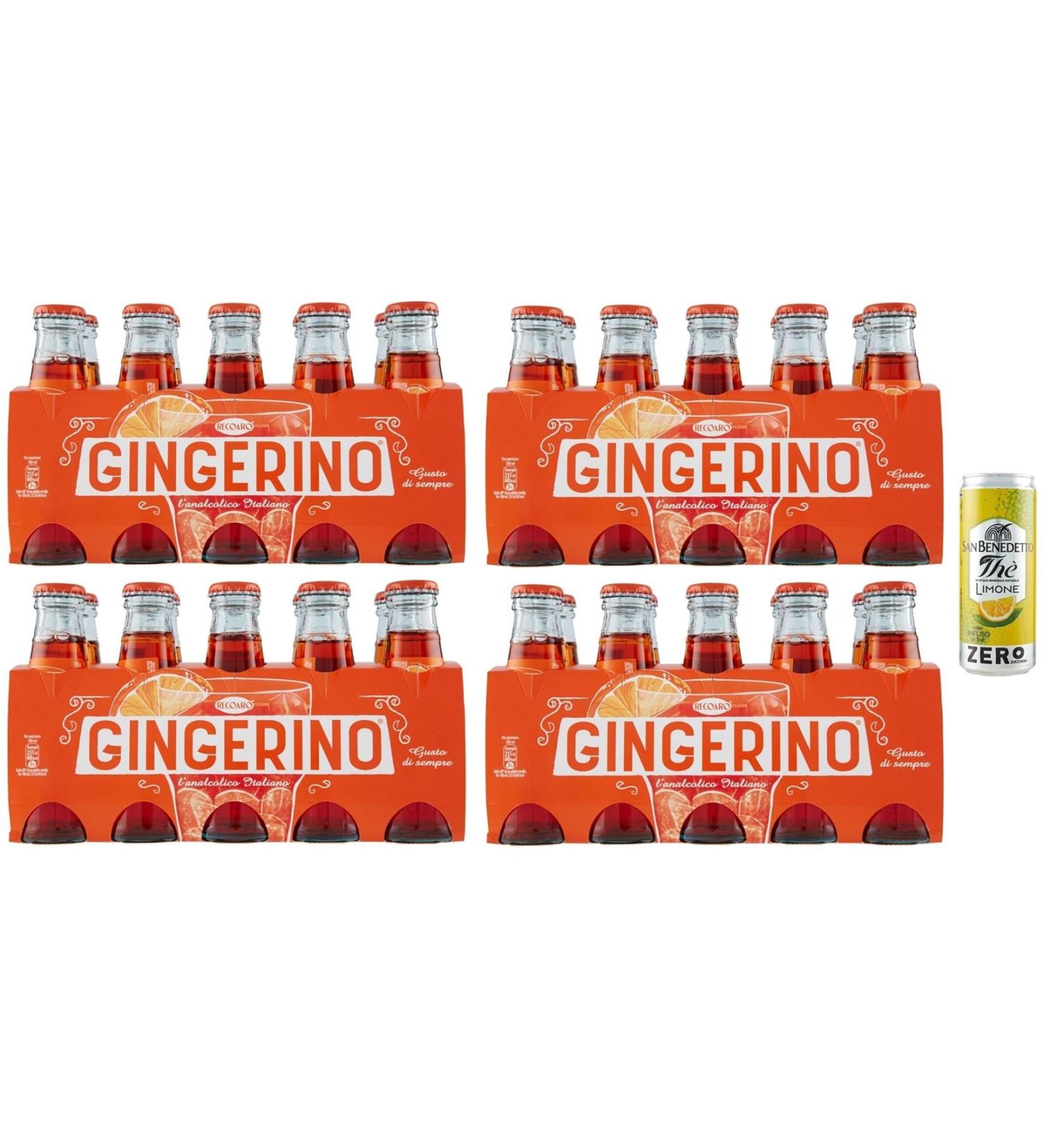 Gingerino Recoaro Lot de 40 bouteilles jetables en verre pour ap ritif italien Ginger 10 cl + 1 bo te de th glac San Benedetto au citron sans sucre 330 ml - Buy Online on GoSupps.com