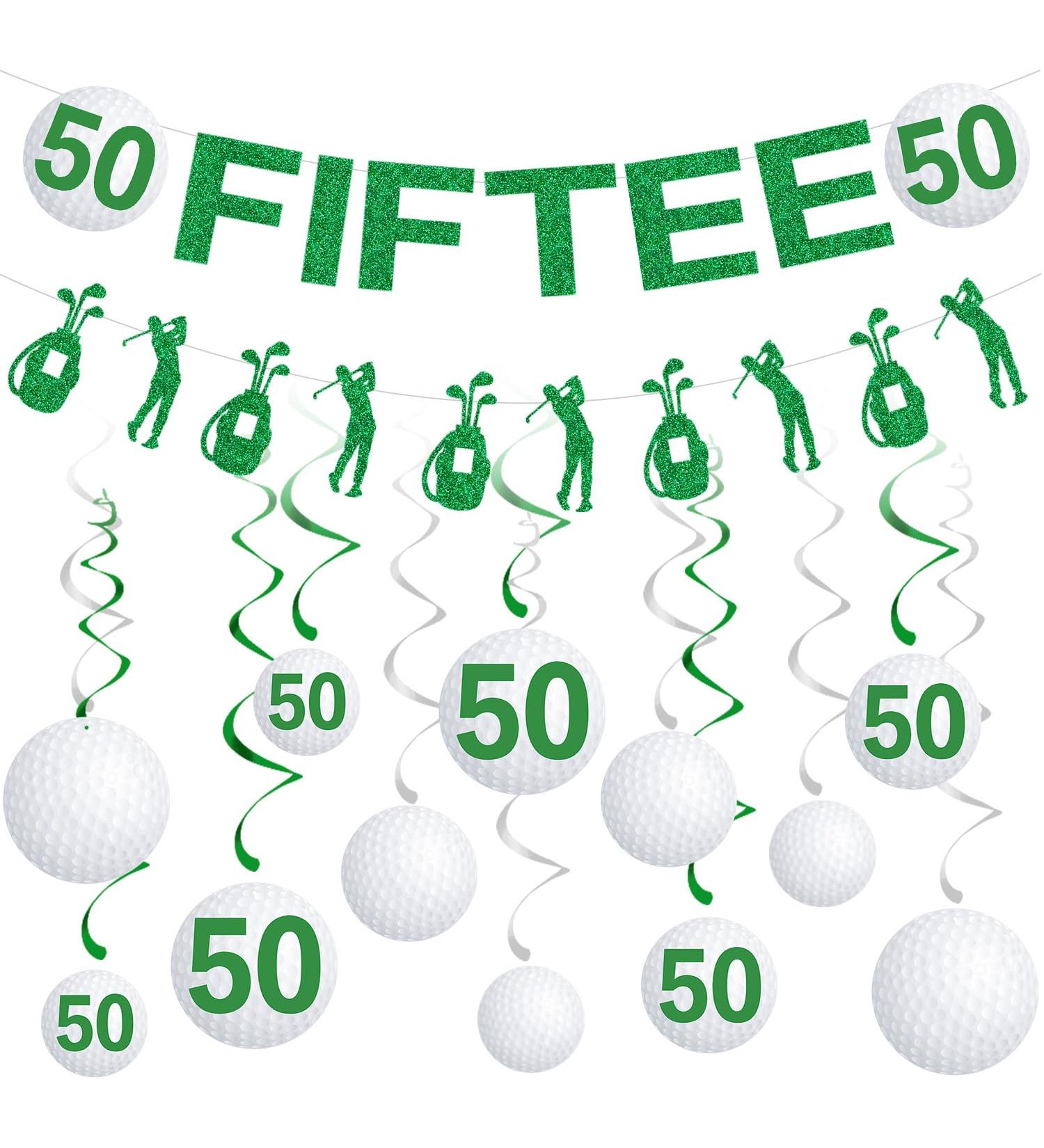 Gameza 50th Birthday Decorations - 14PCS Golf Birthday Party Decorations 50th Birthday Decorations for Women Men Golf Glitter Fiftee Banner Hanging Swirls 50th Golf Theme Bday Party Decorations Green 50th - Buy Online on GoSupps.com