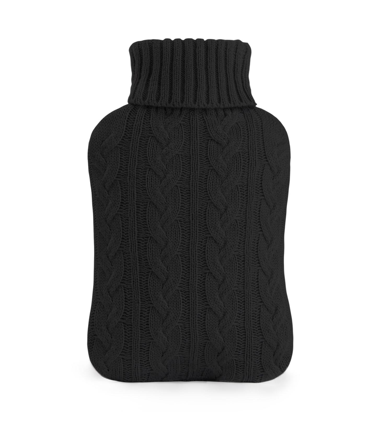 2L Hot Water Bottle with Knitted Cover - Hot/Cold Compress for Pain Relief - Black - Buy Online on GoSupps.com