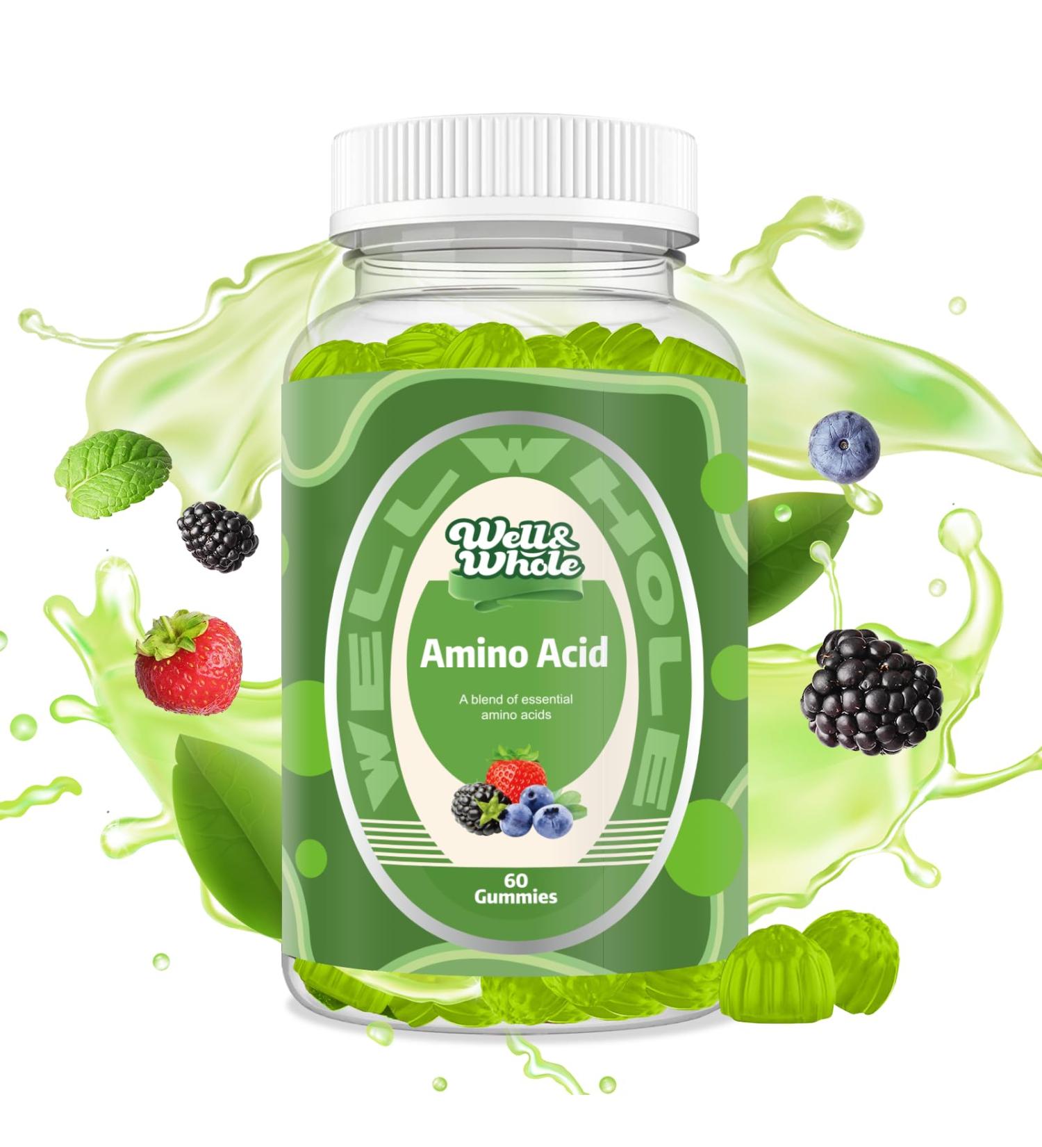 Well&Whole EAA Gummies - Essential Amino Acids Supplement for Energy Support | 30 Servings Mixed Berry Flavor - Buy Online on GoSupps.com