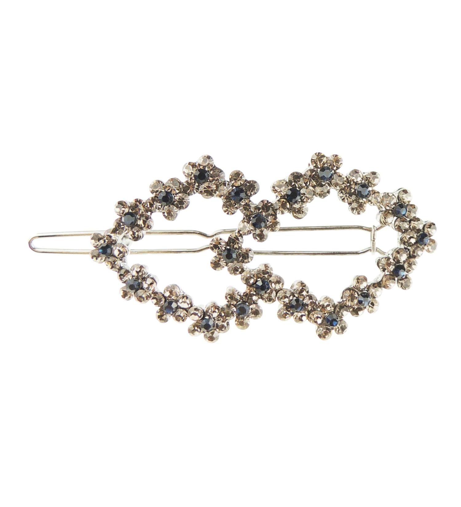 Womens Sparkly Silver Tone Crystal Flowers Floral Diamante Crystal Rhinestone Womens Girls Party Birthday Christmas Bridal Hairpin Hair Clip Grip Bobby Pin Clip Slide Rhombus Diamond Shape (Blue Gold)