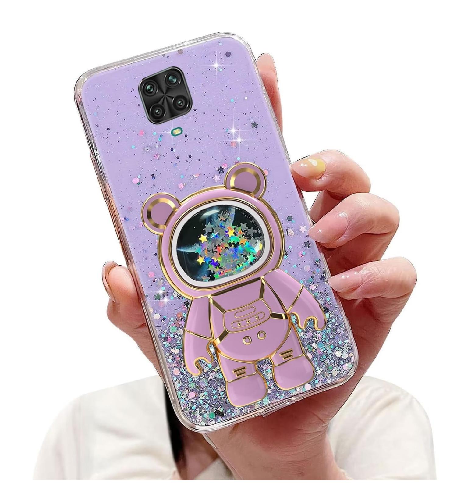 Buy Tivenfezk Nadoli Glitter Astronaut Case for Xiaomi Redmi Note 9 Pro - Soft Silicone Hidden Stand Protective Cover in Purple - Buy Online on GoSupps.com