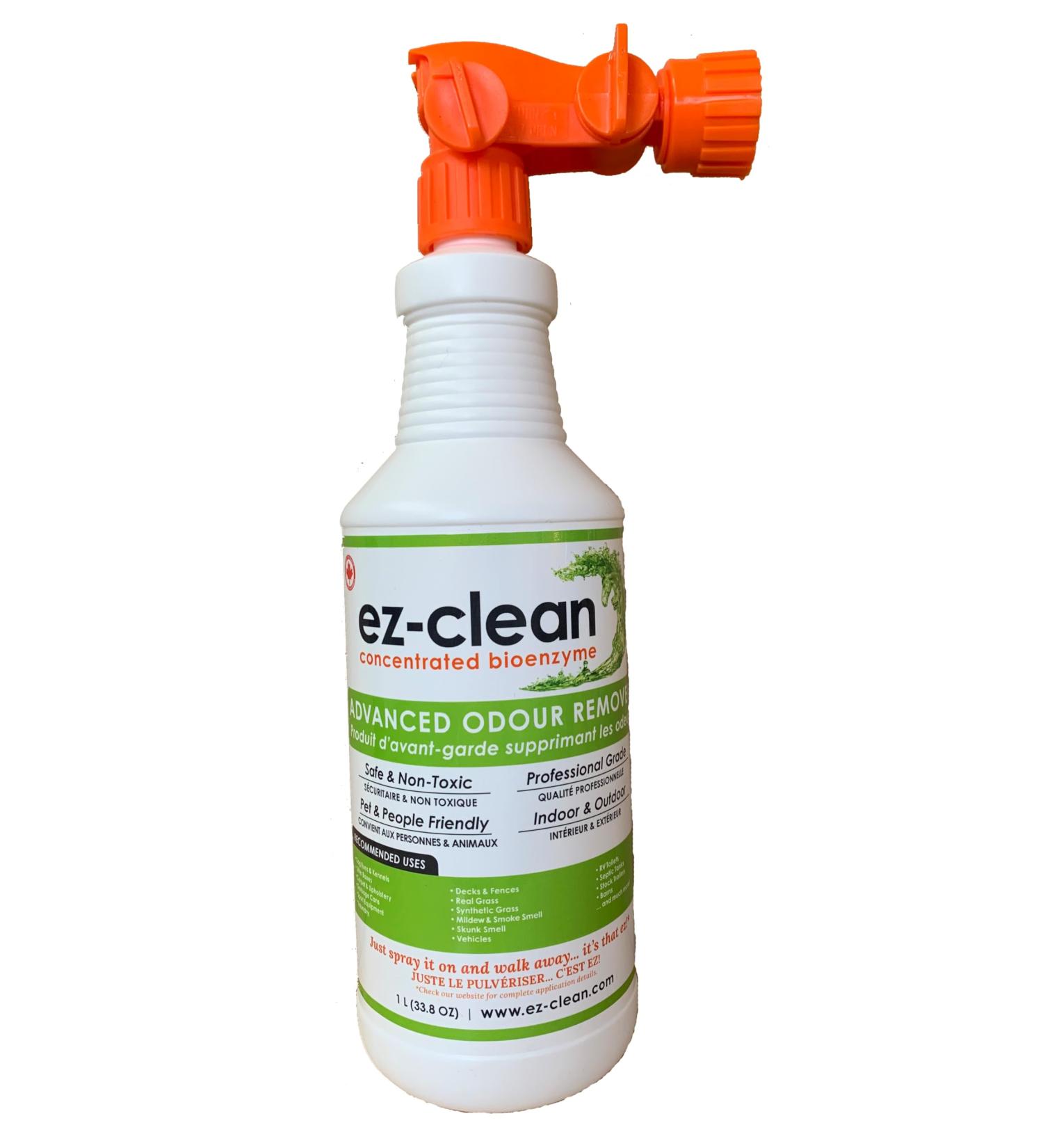 ez-clean Advanced Yard Odor Remover- Highly Concentrated Bio Enzyme - Pet Odor Eliminator for Dog Urine -Outdoor Use with Hoser attachement (1 L Spray with Hose Attachment) 1 L Bottle With Hose Attachment