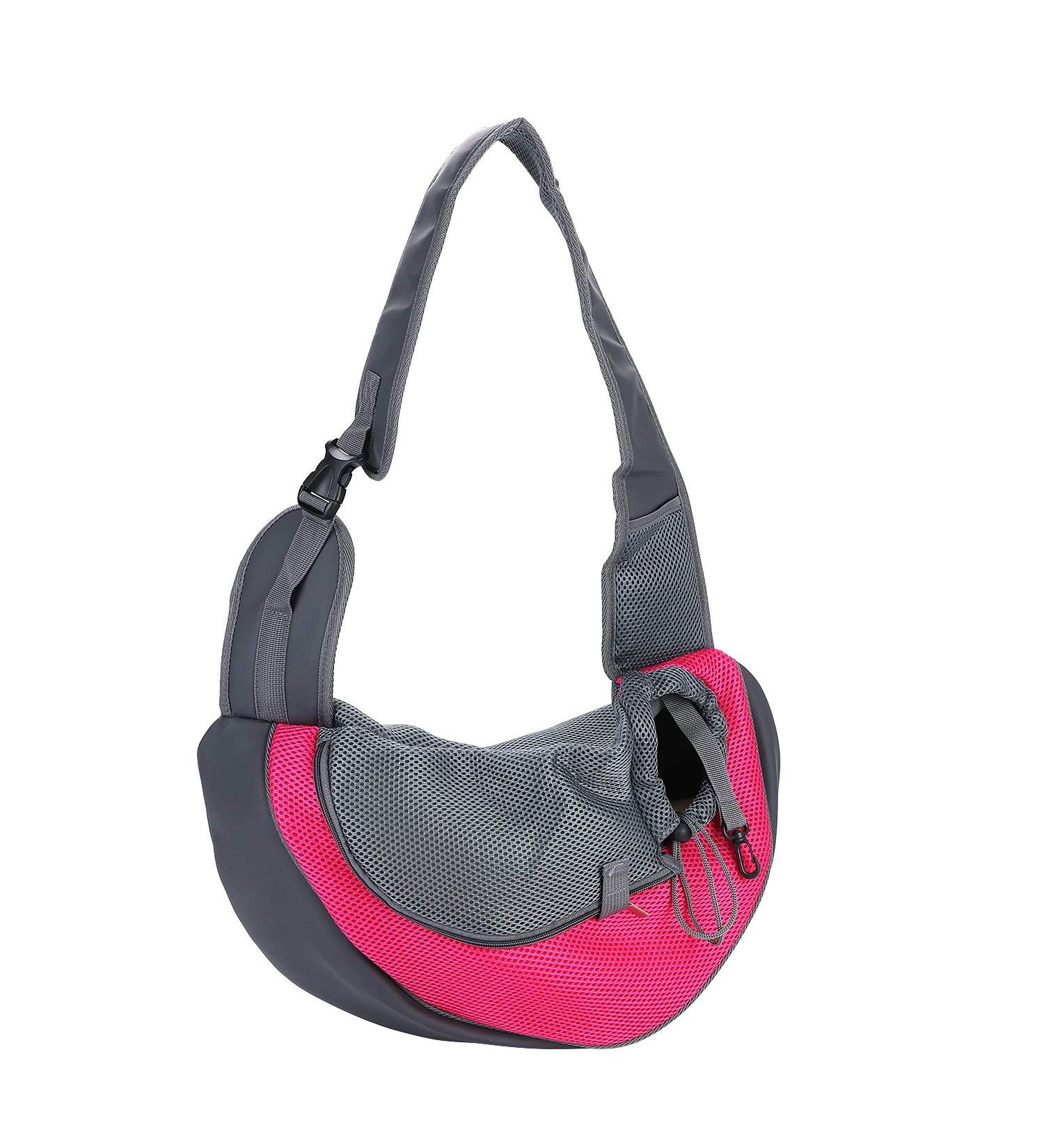 Breathable Pink Dog Carrier Bag for Small Pets | Mesh Sling with Belly Pocket for Dogs & Cats Up to 5.5kg - Buy Online on GoSupps.com
