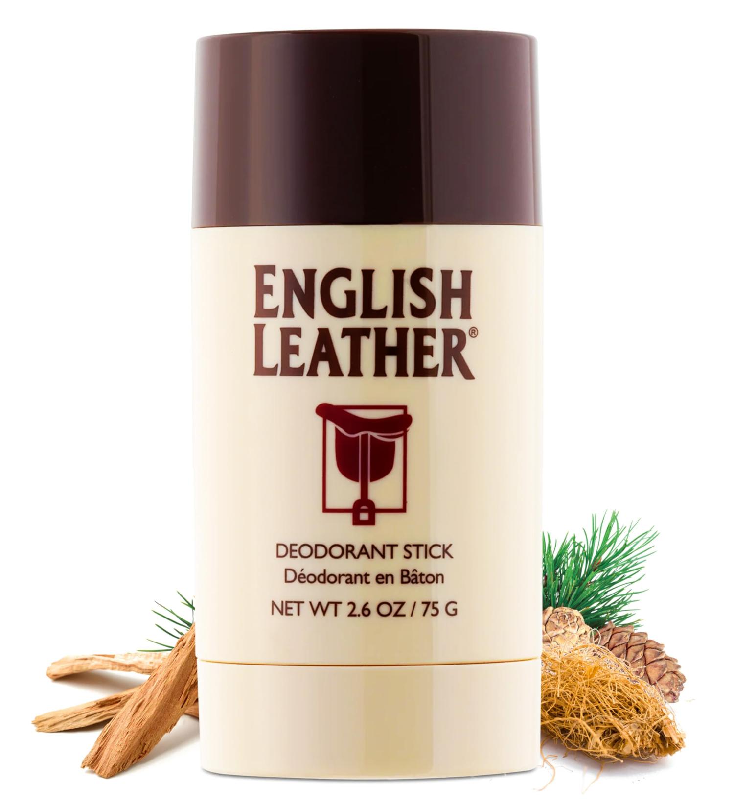 English Leather Deodorant for Men - Classic & Masculine with Long Lasting Citrus Aromatic & Woody Scent (2.6 Oz / 75 g) - Buy Online on GoSupps.com