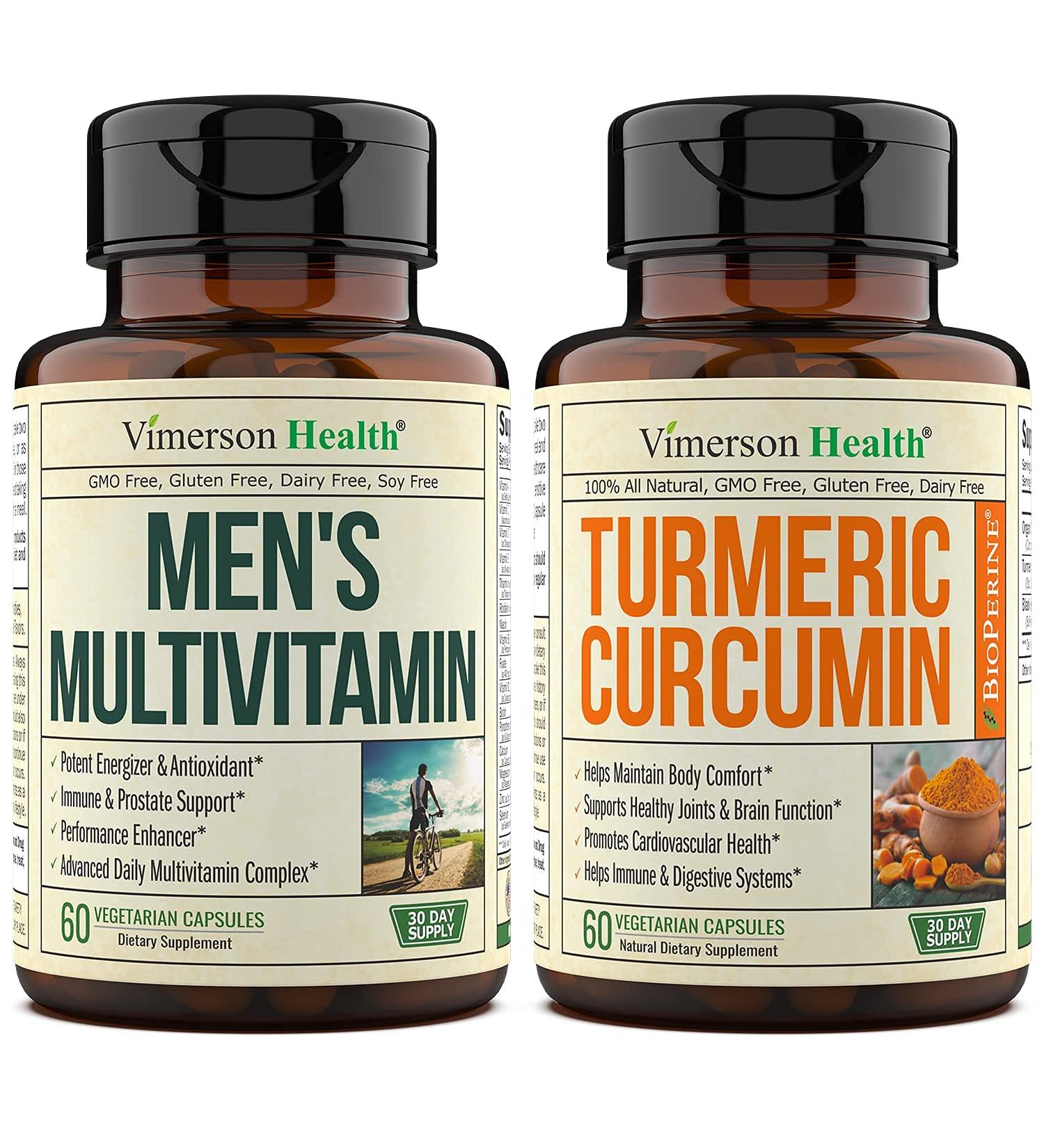 Vimerson Health Men's Multivitamin + Turmeric Curcumin Bundle - Joint & Immune Support, Inflammation Relief, Antioxidant Properties for Him - Buy Online on GoSupps.com