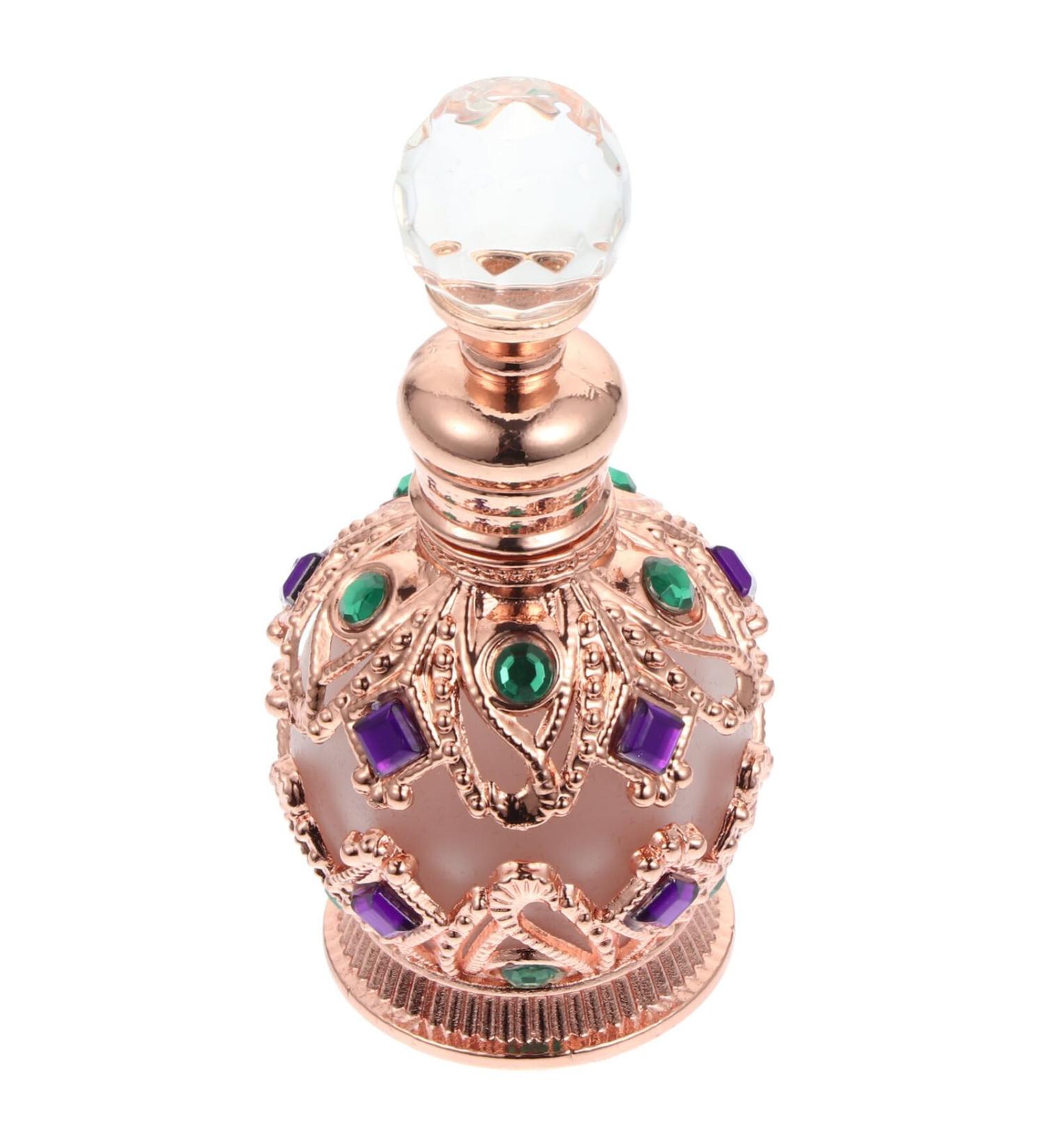 Lurrose Antique Perfume Bottle Crystal Perfume Bottle Vintage Empty Glass Perfume Bottle Refillable Essential Oil Bottle for Home Travel 15ml Rose Gold 15 ml - Buy Online on GoSupps.com