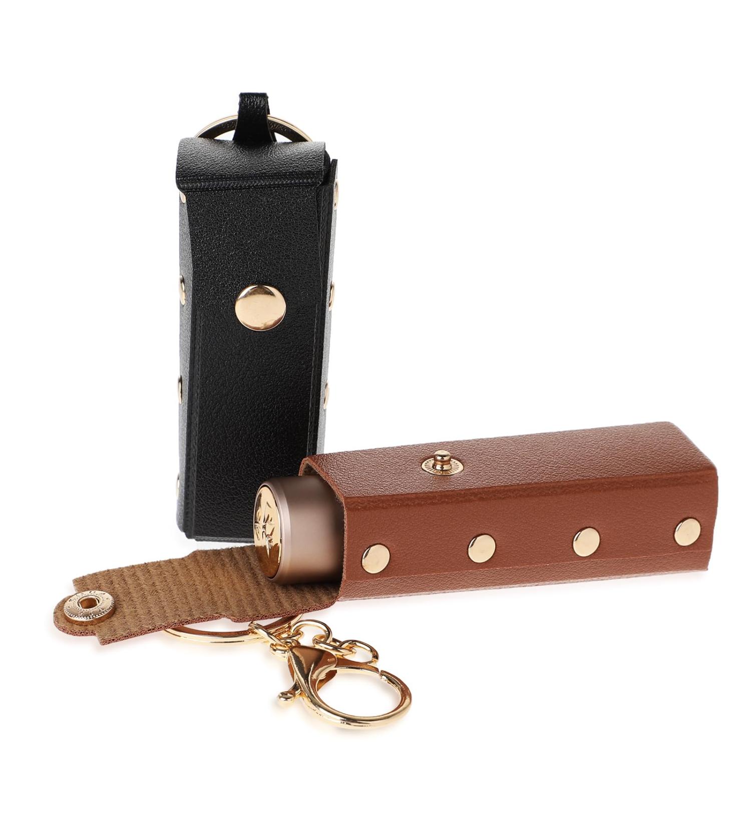 TIESOME 2 Pcs Lipstick Keychain Holder | Portable Soft Leather Chapstick Case in Black & Brown | Perfect Travel Accessory - Buy Online on GoSupps.com