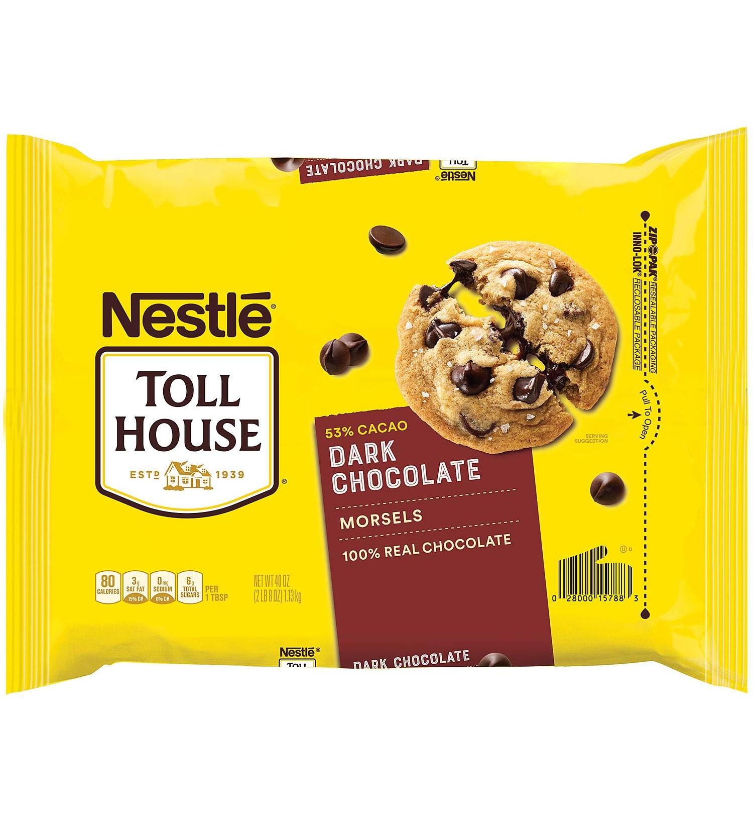 NESTLE TOLL HOUSE Dark Chocolate Morsels (40 Ounce) 2.49 Pound (Pack of 1)