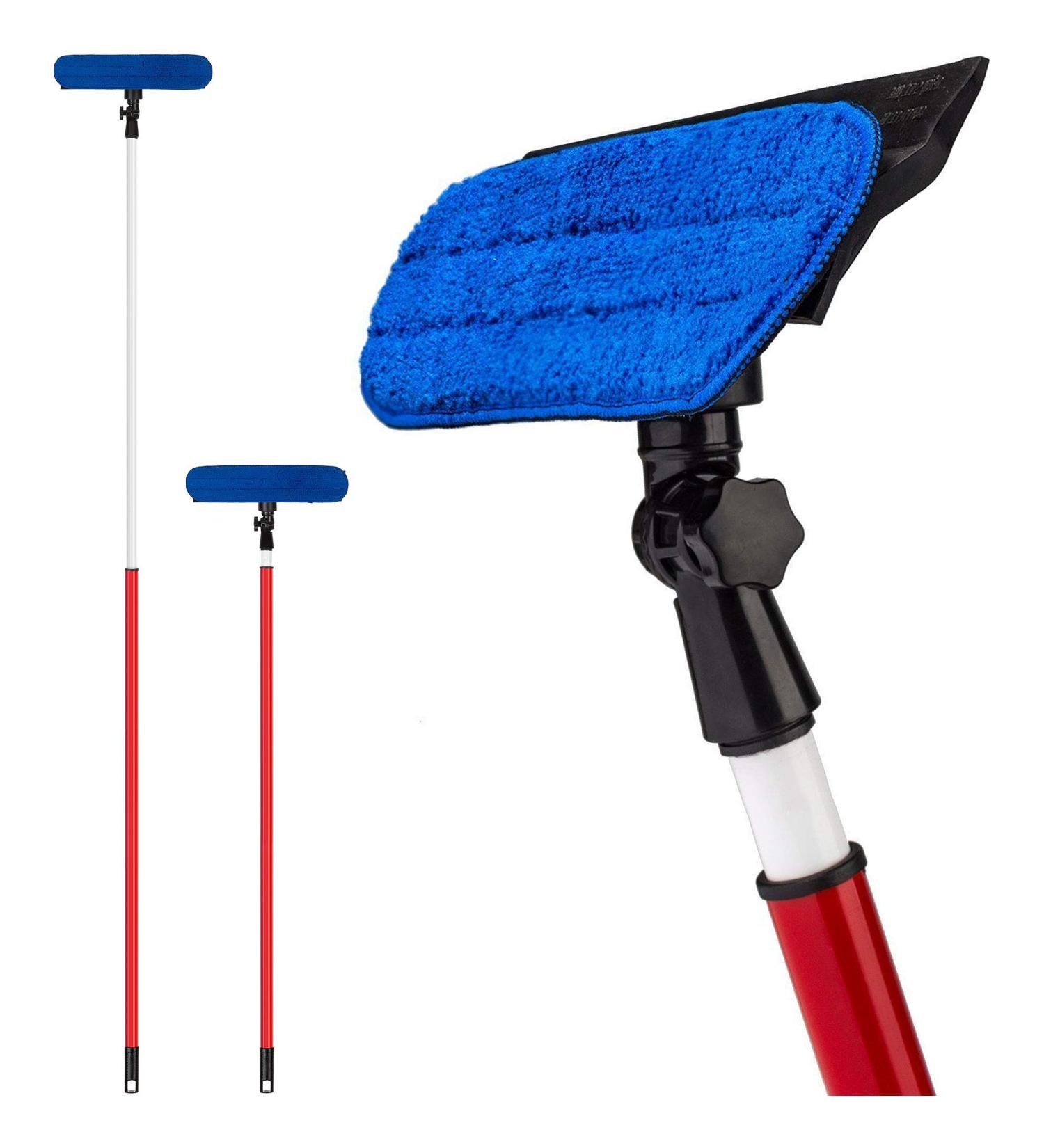 Tyroler 2-in-1 High Window Squeegee | Telescopic 1.1m-2m Handle | 100% Natural Rubber Head | Superior Durability and Protection | Microfiber Cloth & Rubber Squeegee Included | Glass Cleaning Equipment - Buy Online on GoSupps.com