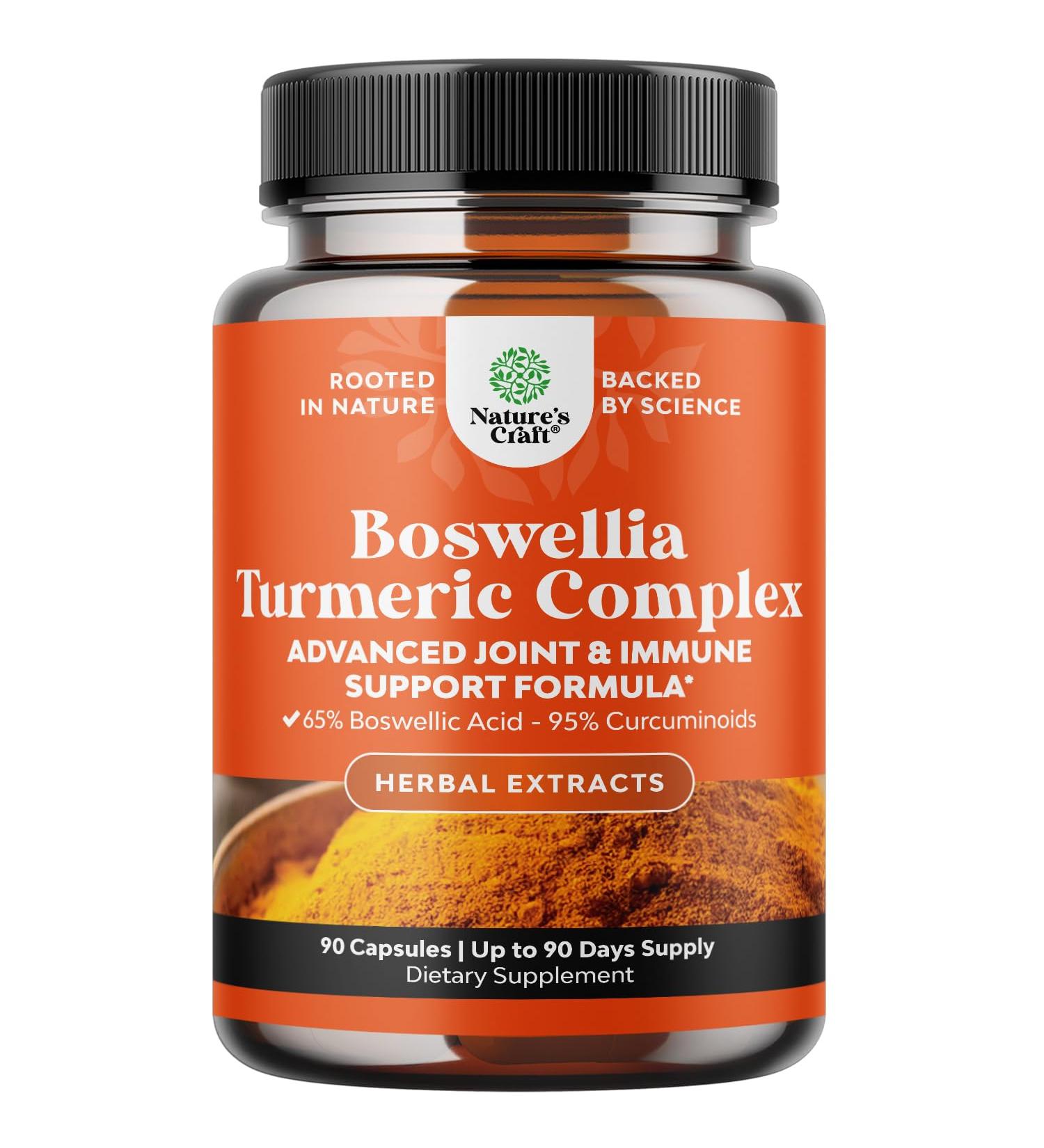 Boswellia Extract Capsules with Turmeric - Advanced Joint & Immune Health Support Supplement - Turmeric & Boswellia Serrata Extract Capsules 500 mg for Body Detox & Healthy Joints - 90 Count 90 count (Pack of 1) - Buy Online on GoSupps.com