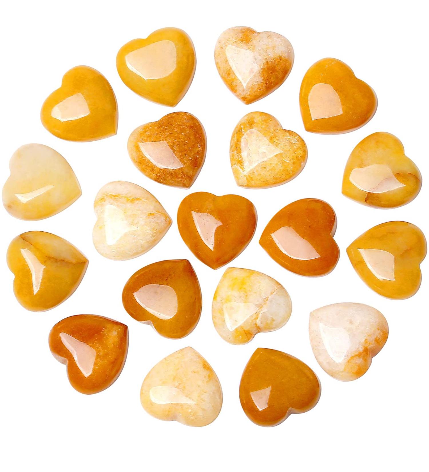 Xiannvxi 10 PC Yellow Aventurine Heart Stones - Natural Love Healing Crystal Gemstones Set for Happiness - Buy Online on GoSupps.com