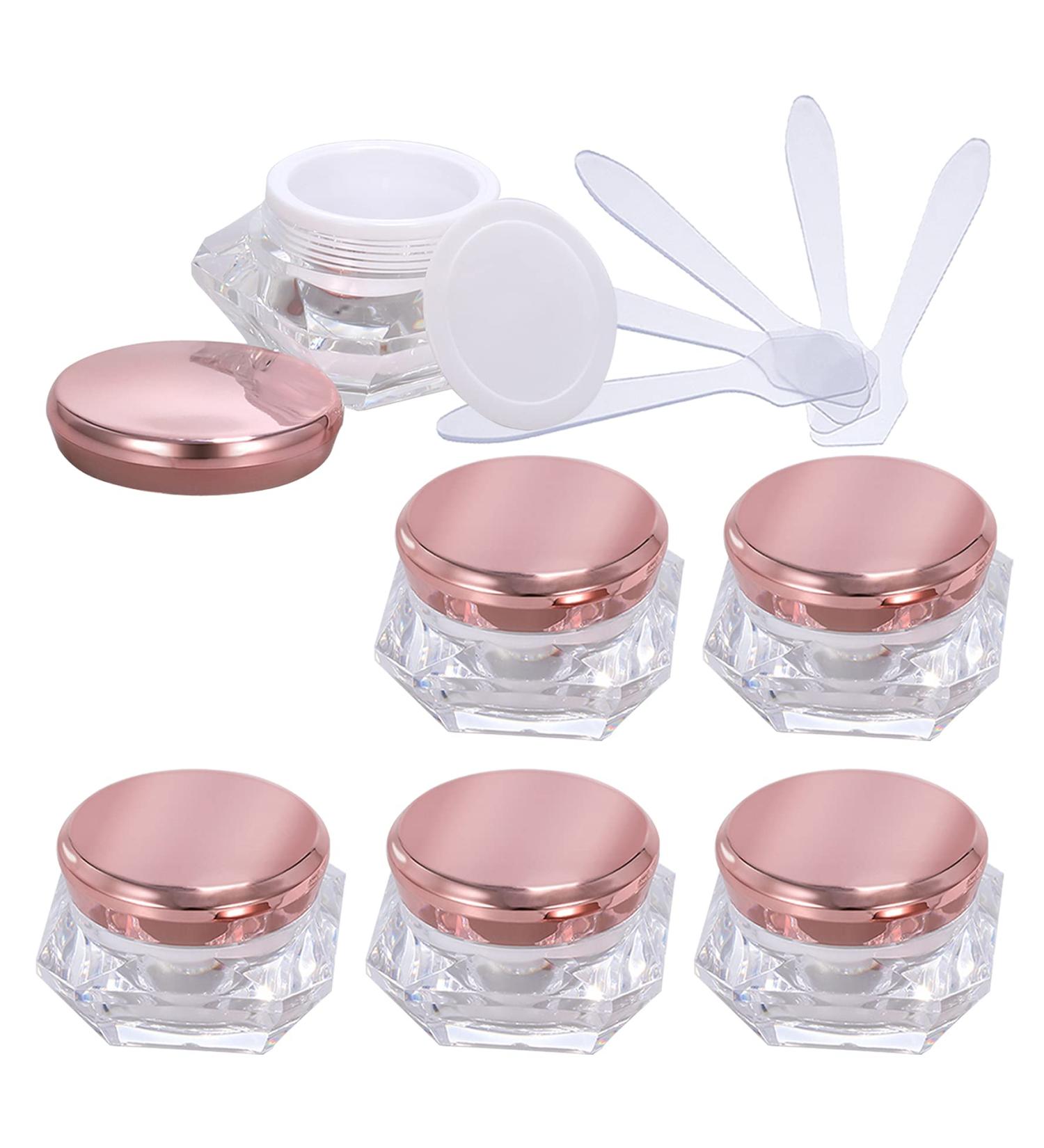 Zeoabsy 6-Pack 15ml Transparent Acrylic Diamond Containers with Pink Screw Caps - Ideal for Creams Lotions Nail Art & Lip Balm - Buy Online on GoSupps.com