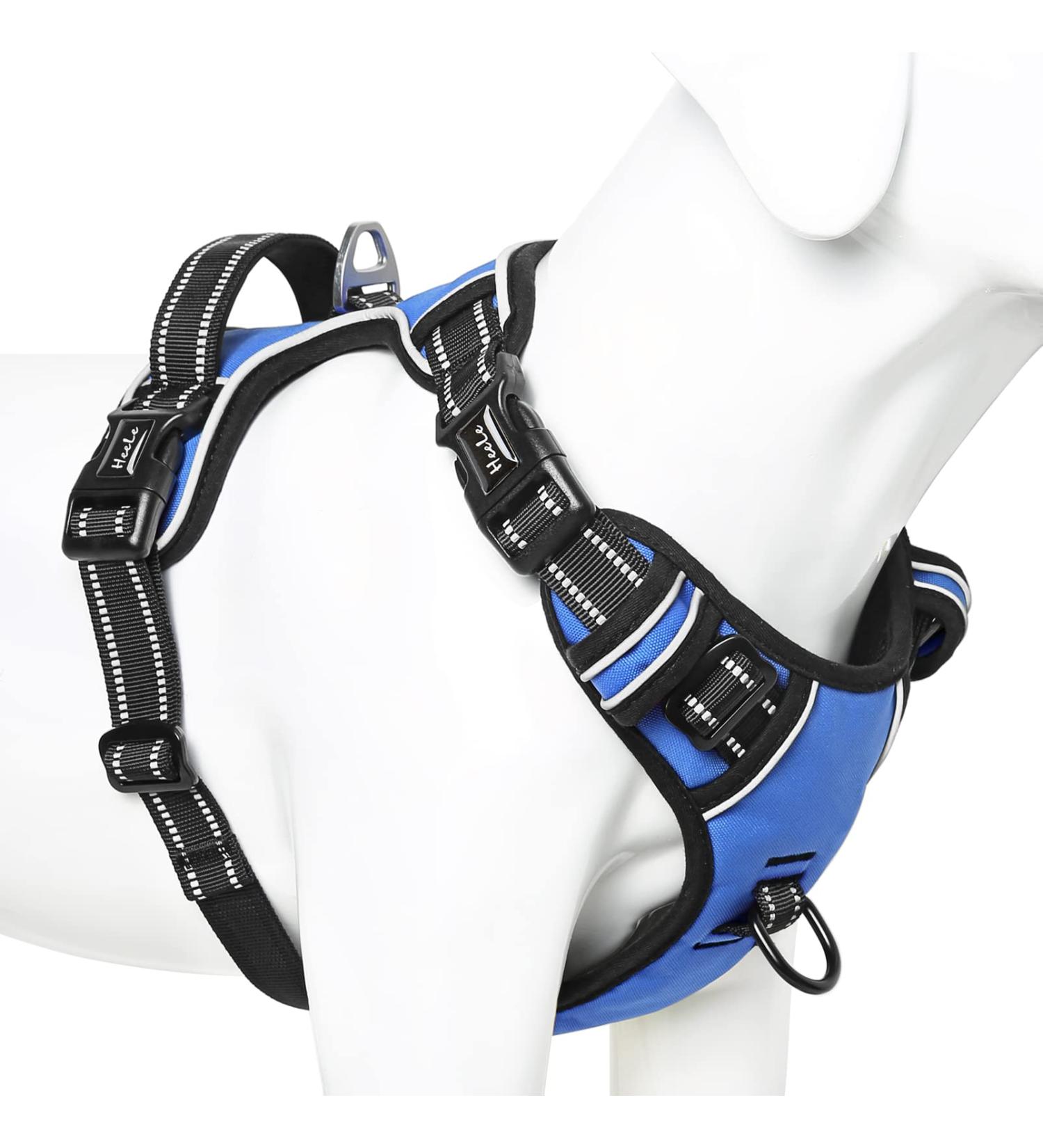 Buy Heele Adjustable No-Pull Dog Harness - Reflective Breathable and Padded Handle for Medium Dogs | Blue (38-71cm) - Buy Online on GoSupps.com