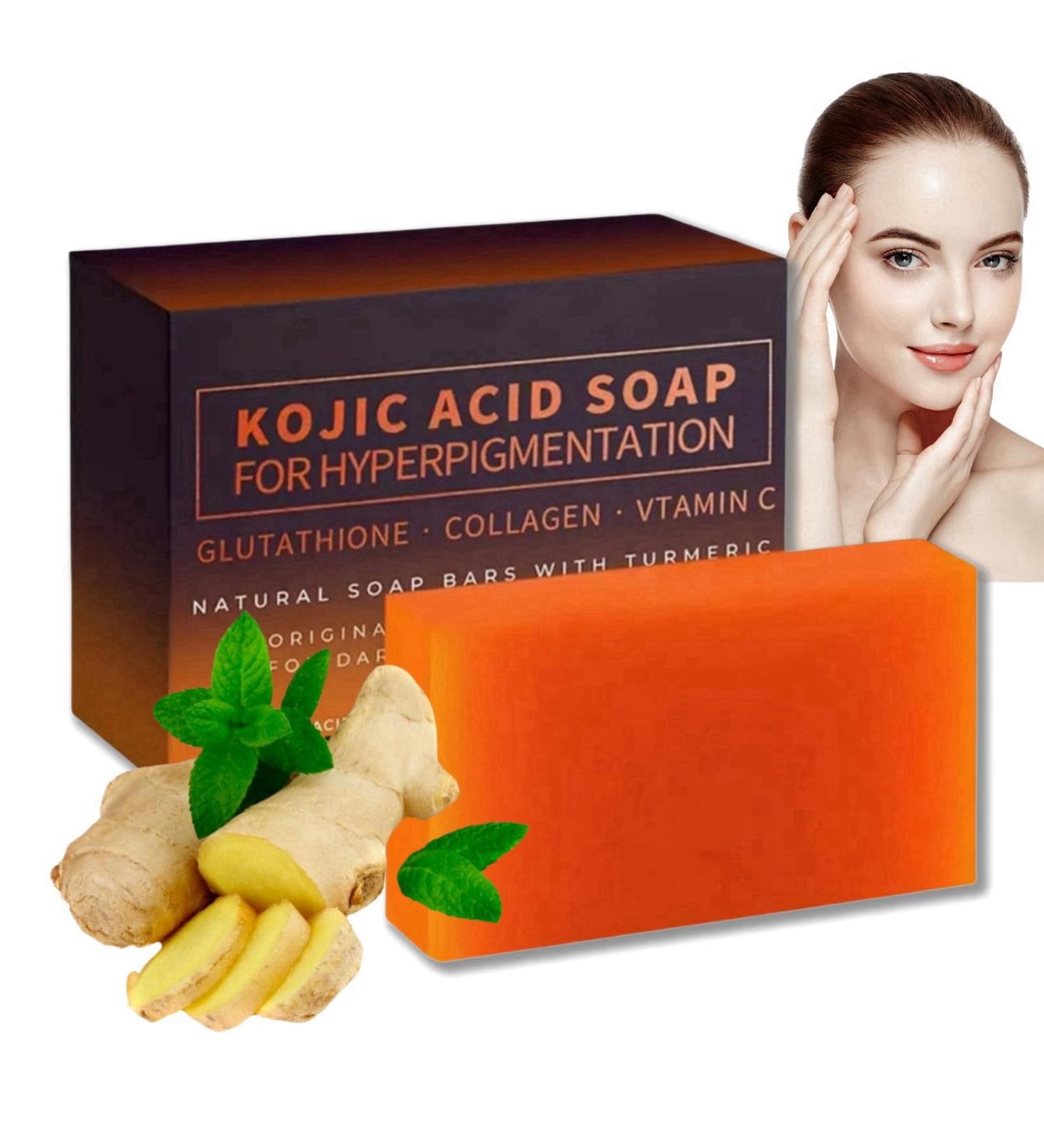 Kojic Acid Soap Turmeric Brightening Soap Turmeric Soap Bar Turmeric Kojic Acid Dark Spot Remover Soap Bars Kojic Acid Soap for Face and Body Kojic Acid & Turmeric Soap Face Soap Bar for Men and Women - Buy Online on GoSupps.com