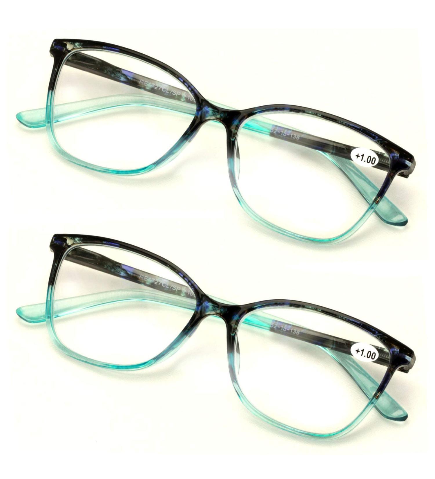 Buy V.W.E. 2 Pairs Half Transparent Marble Reading Glasses - Lightweight Spring Hinge Blue 1.75 - International Shipping Available - Buy Online on GoSupps.com