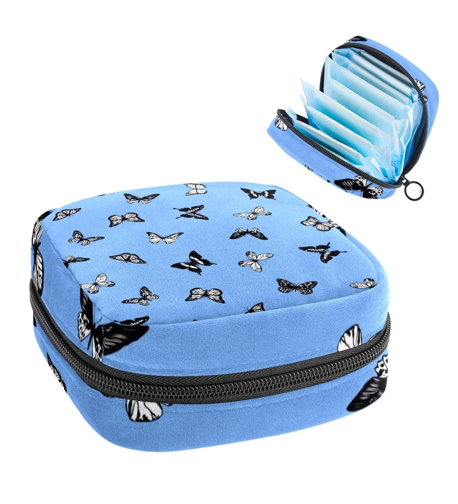 Portable Butterfly Print Menstrual Cup Storage Bag with Zipper - Period Kit Pouch for Women/Girls - Color 3 - Buy Online on GoSupps.com