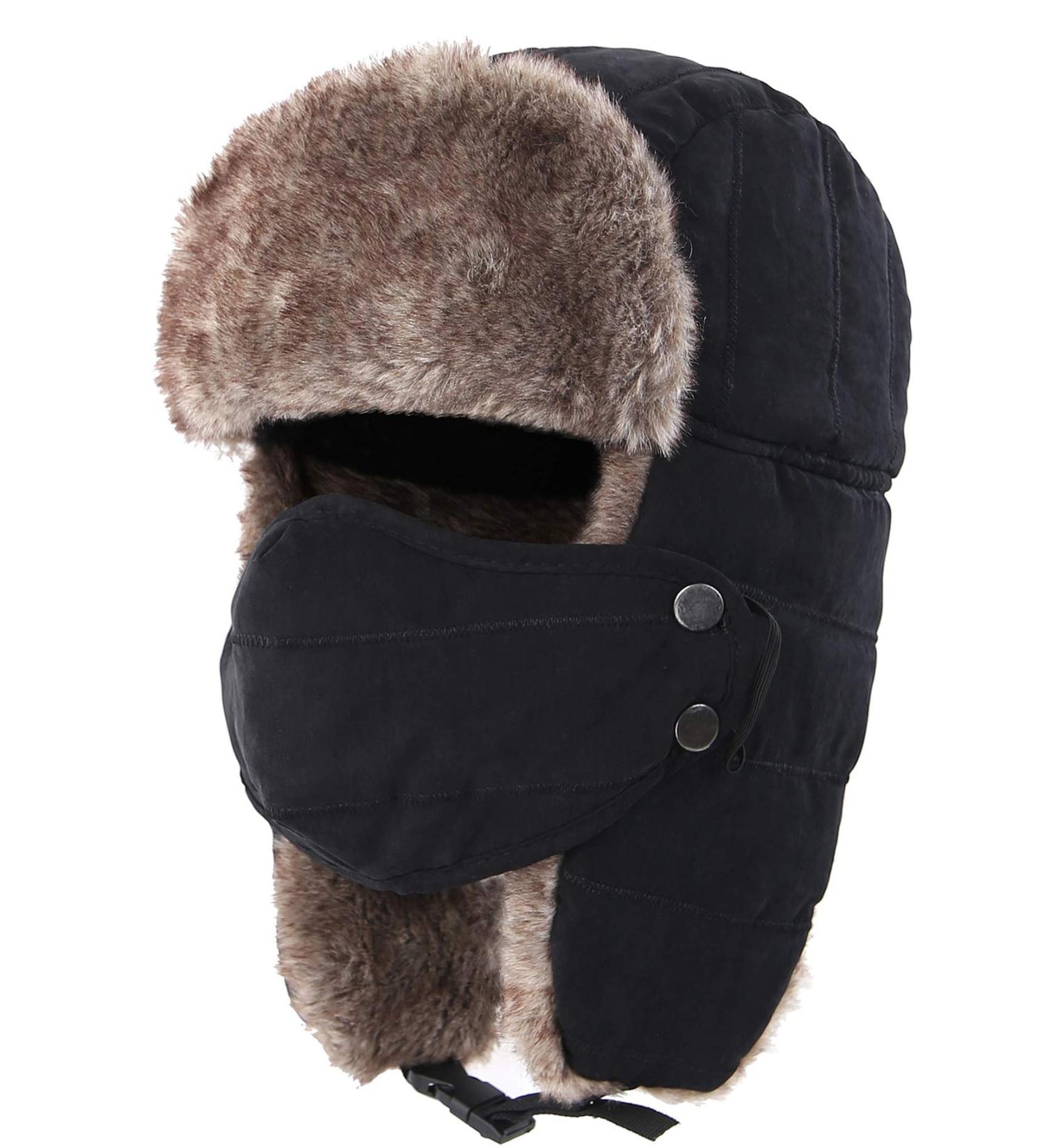 Connectyle Trooper Trapper Hat with Mask and Ear Flaps - Winter Hunting Hat in Black - Buy Online on GoSupps.com
