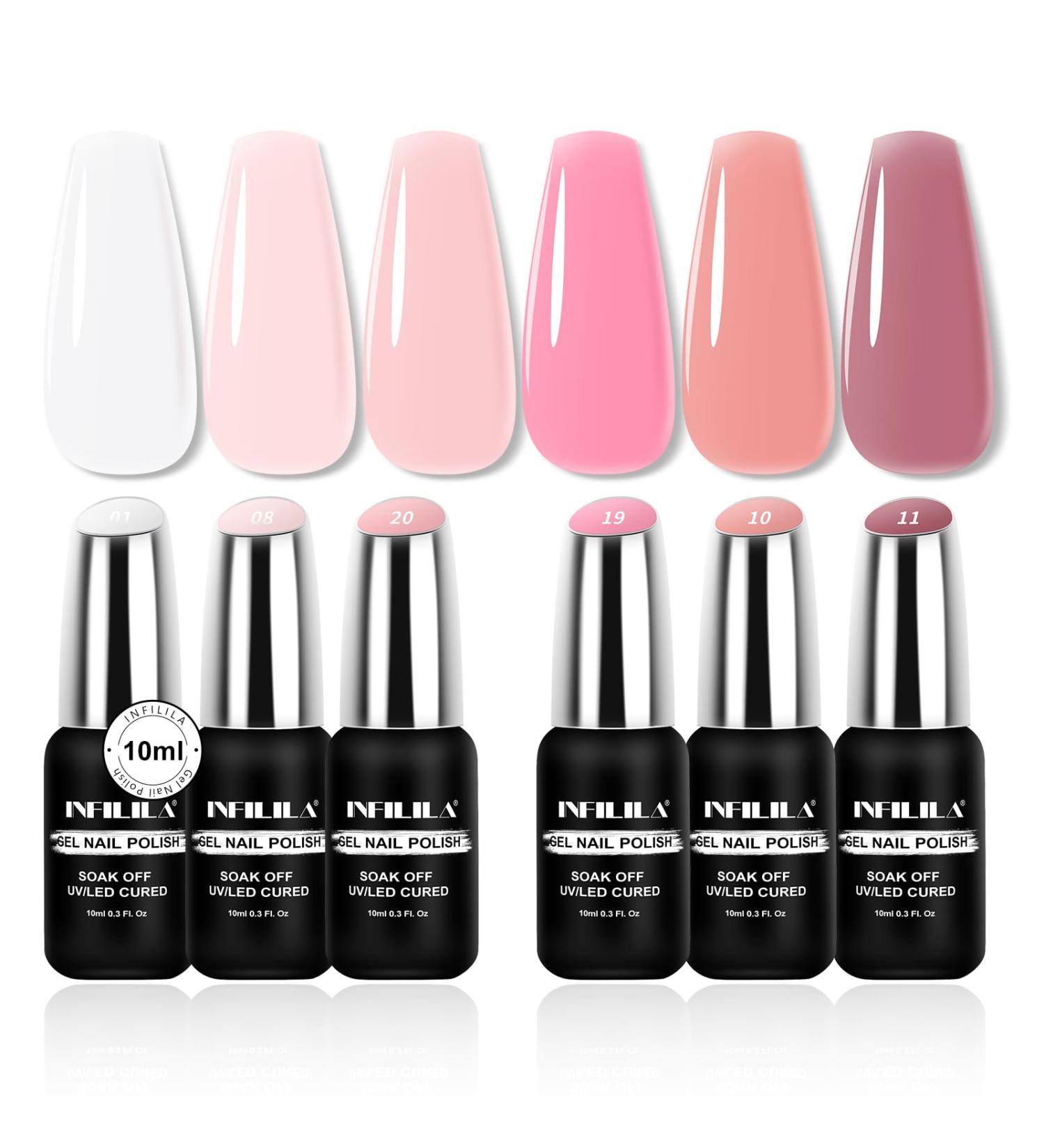 NXJ INFILILA Nude Gel polish 6 Colors Gel Nail Polish Set Milky Nude Pink Gel Nail Polish Kit DIY Nail Art at Home Professional Nail Salon Translucent Nail Polish - Buy Online on GoSupps.com