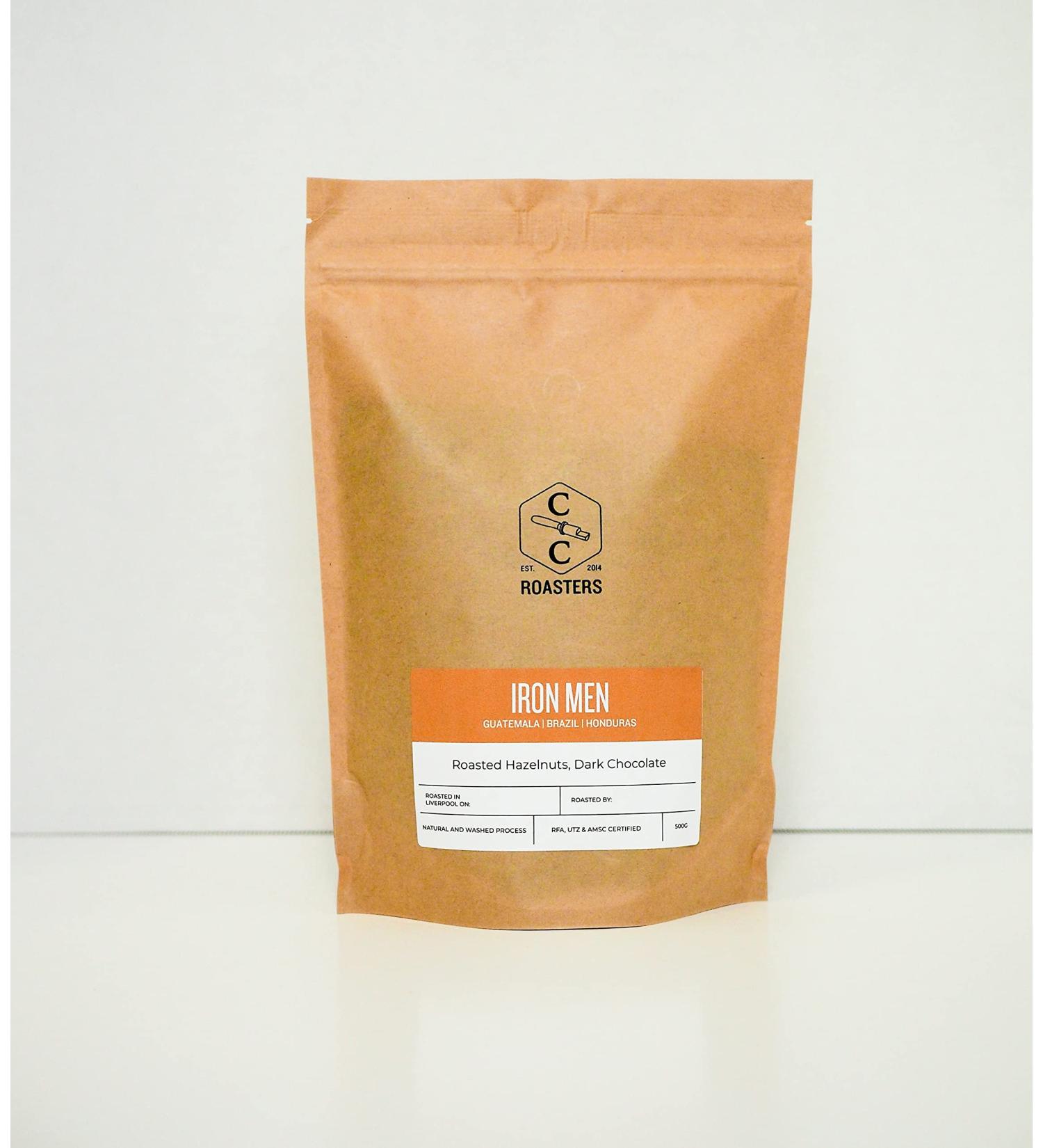 Crosby Coffee Roasters Iron Men Blend Speciality Coffee 100% Arabica- Medium Roast Whole Bean 500g
