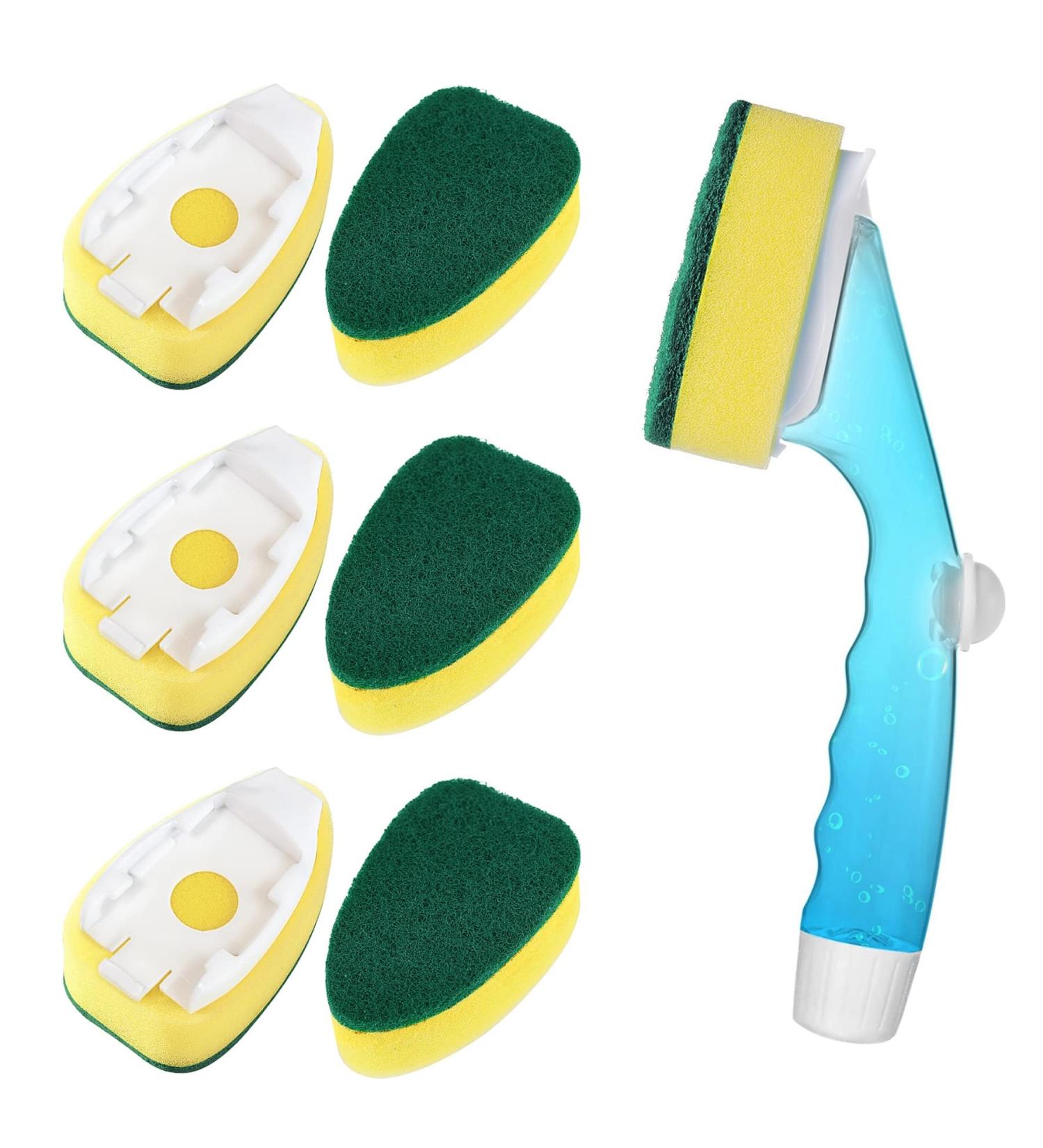 Non-Scratch Dishwand Refills: 6-Pack Heavy Duty Sponge Heads with Soap Dispenser - Dishwasher Safe Cleaning Tool Kit - Buy Online on GoSupps.com