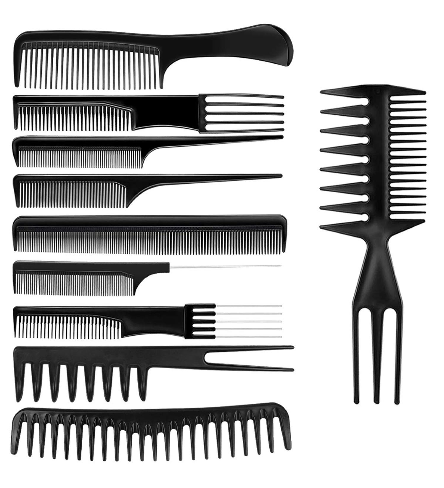 10 Pcs Hair Combs Set - Wide Tooth Anti-Static Barber Comb for Professional Styling - Ideal for Thick, Curly Hair - Men, Women, Salon & Home - Buy Online on GoSupps.com