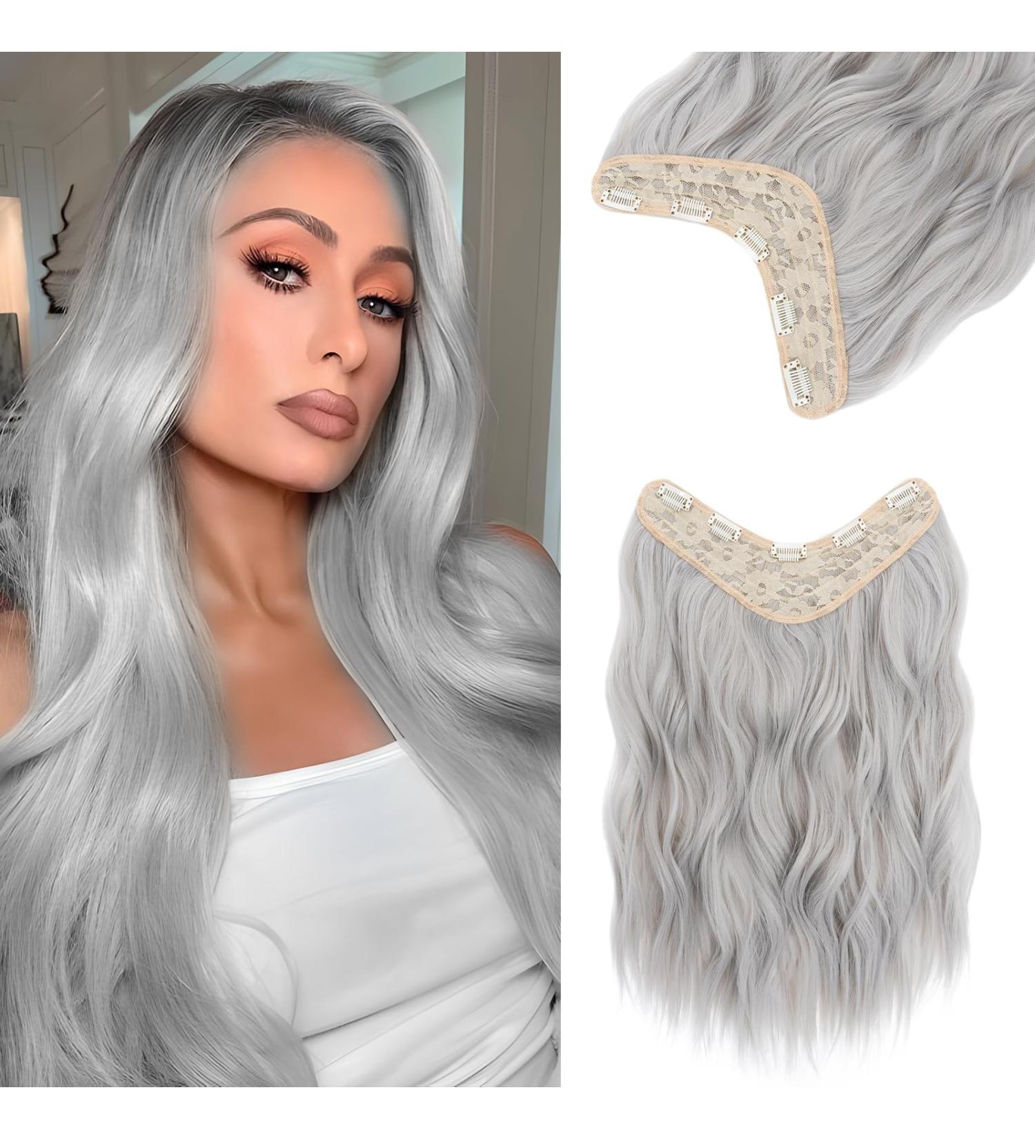 TESS Hair Extensions Clip in One Pieces Curly Wavy Synthetic Hair Pieces 18 Inch Clip in Hair Extensions Long Clips Hair Extension for Women 160g 503/88A Grey - Buy Online on GoSupps.com