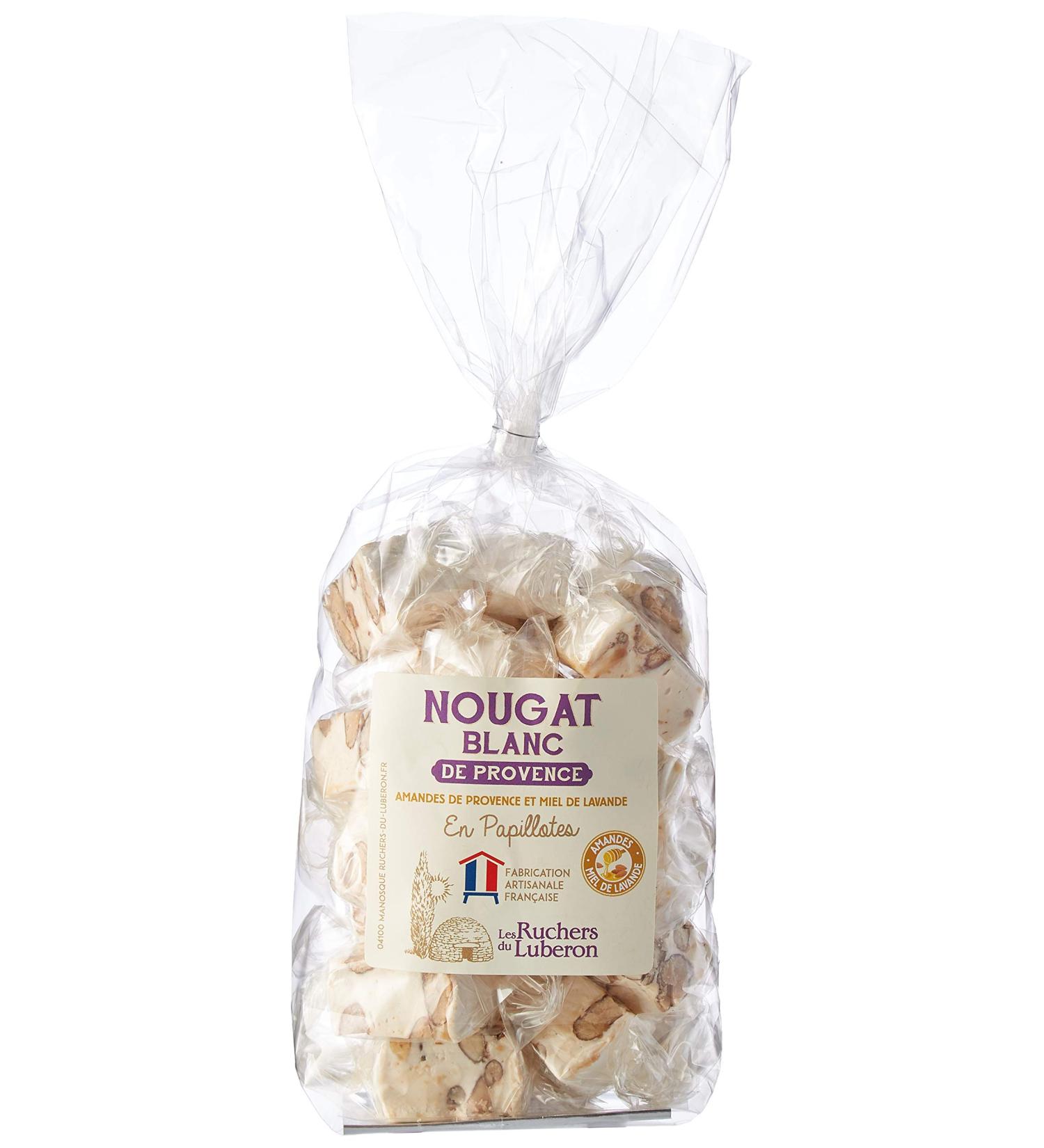 Les Ruchers du Luberon - Nougat Blanc de Provence in Papillote 180g - White Nougat with Almonds and Lavender Honey - Traditio - Buy Online on GoSupps.com