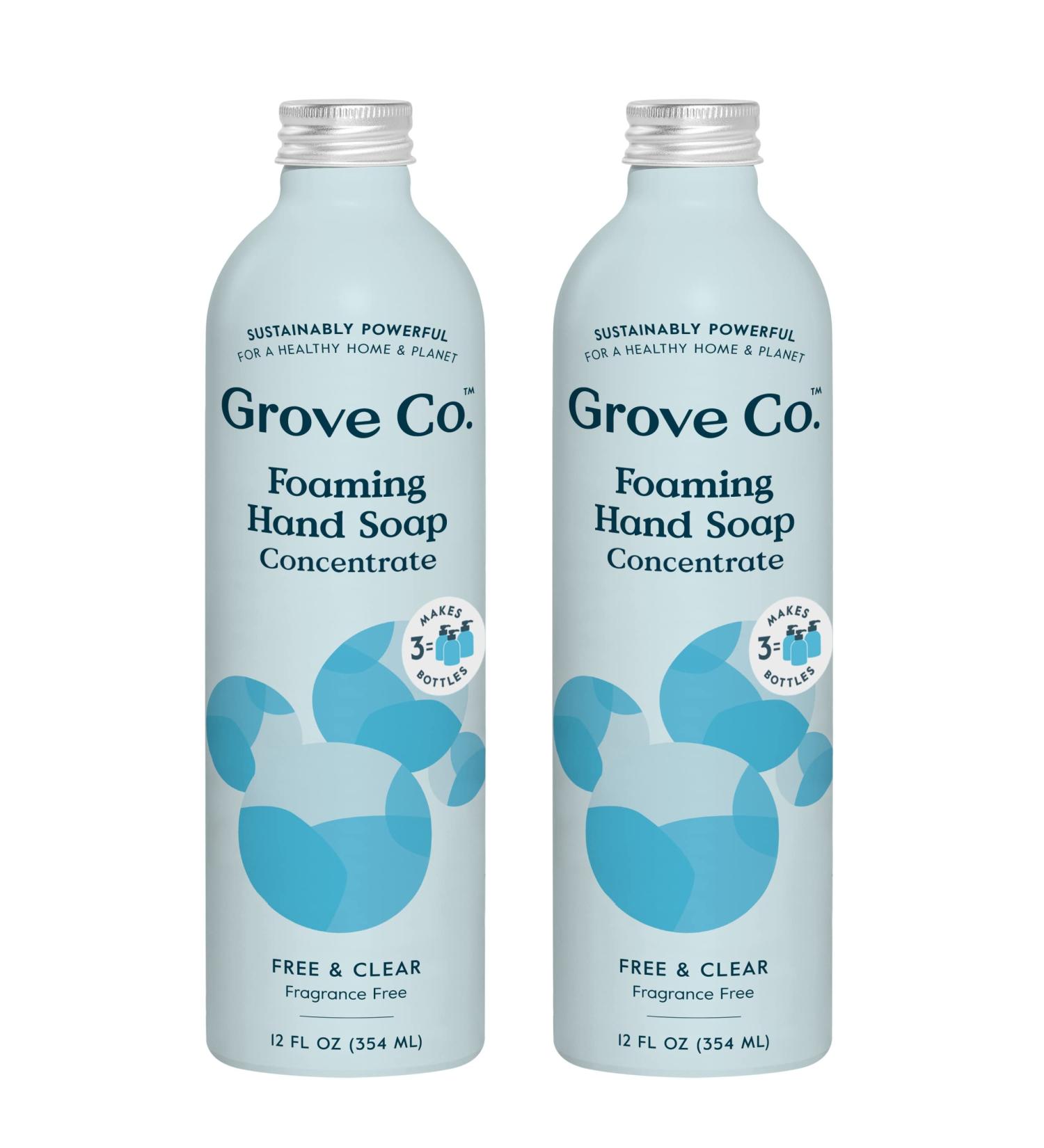 Grove Co. Hydrating Foaming Hand Soap Refills - 2 x 12 Oz (Pack of 2) | Fragrance-Free, Moisturizing, Cruelty-Free, Free of Plastic & Parabens - Buy Online on GoSupps.com