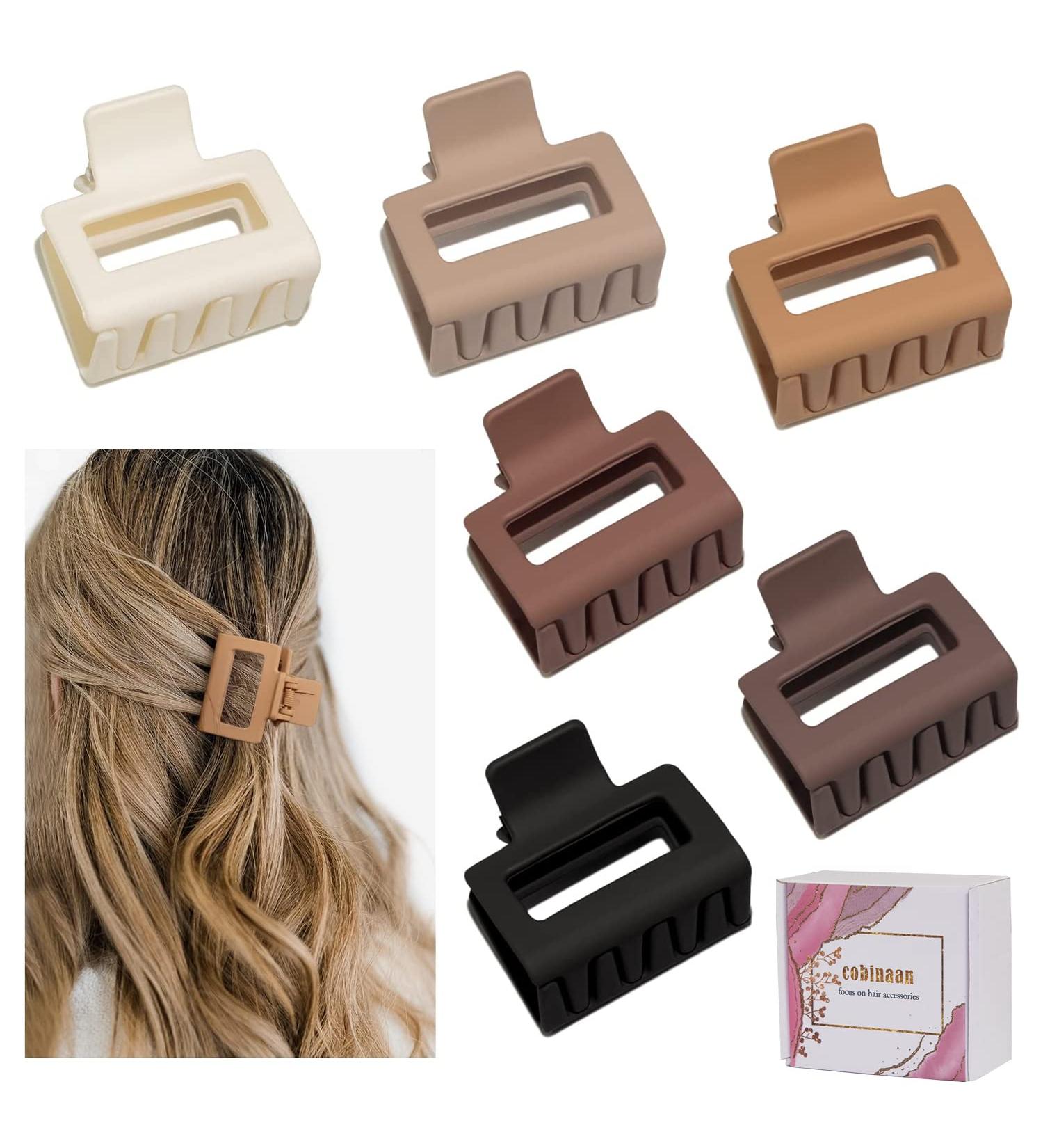 Medium Claw Hair Clips Set - 2 Matte Rectangle Small Hair Claw Clips for Thin/Medium Thick Hair - Cute Nonslip Hair Jaw Clips (Warm Color Series) - Buy Online on GoSupps.com