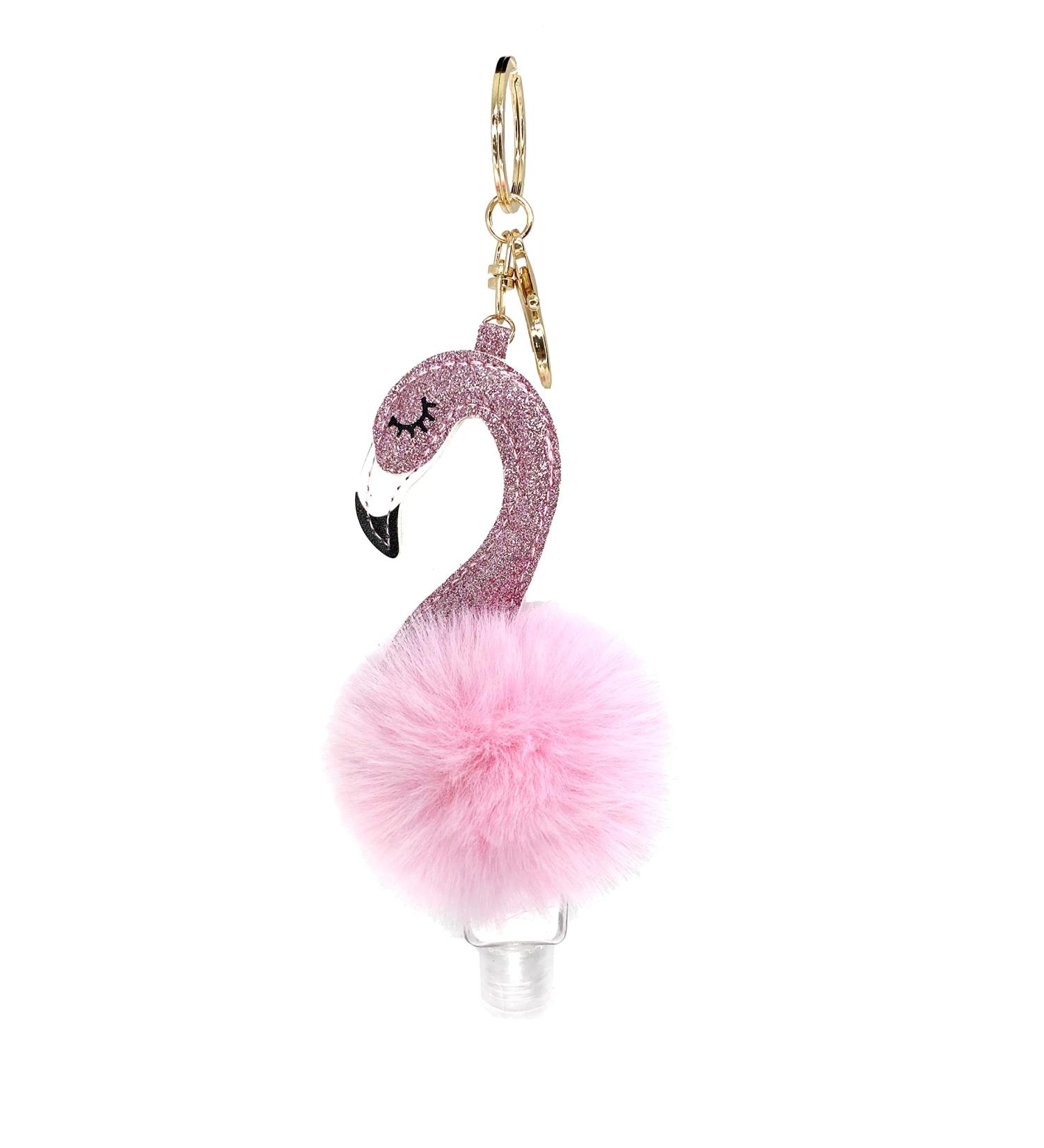 Glitter Flamingo Pompom Keychain Hand Sanitizer Holder - Keep Clean in Style! - Buy Online on GoSupps.com