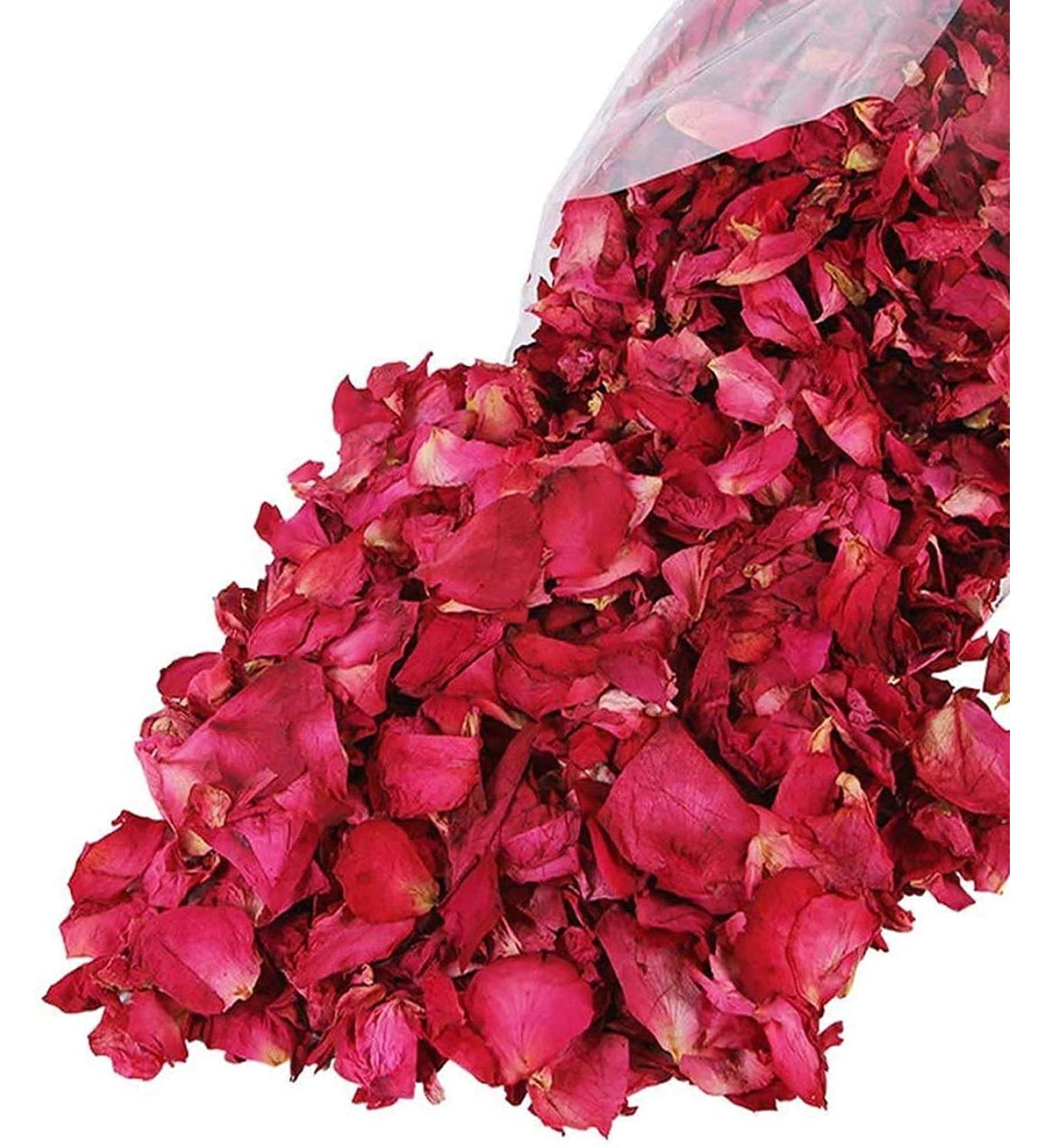 Quesuc 100g Natural Dried Rose Petals - For Foot Bath, Body Bath, Spa, Wedding, Home Fragrance - DIY Crafts - Red Rose Petal Confetti - Buy Online on GoSupps.com