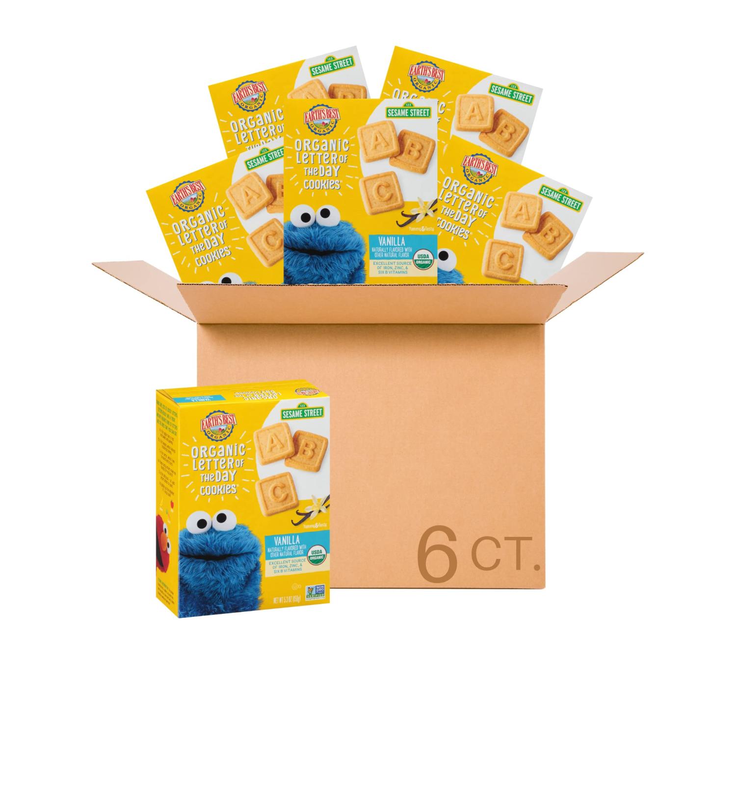 Earth's Best Organic Sesame Street Toddler Snacks - Vanilla Letter of the Day Cookies, 5.3 Oz (Pack of 6) - Buy Online on GoSupps.com
