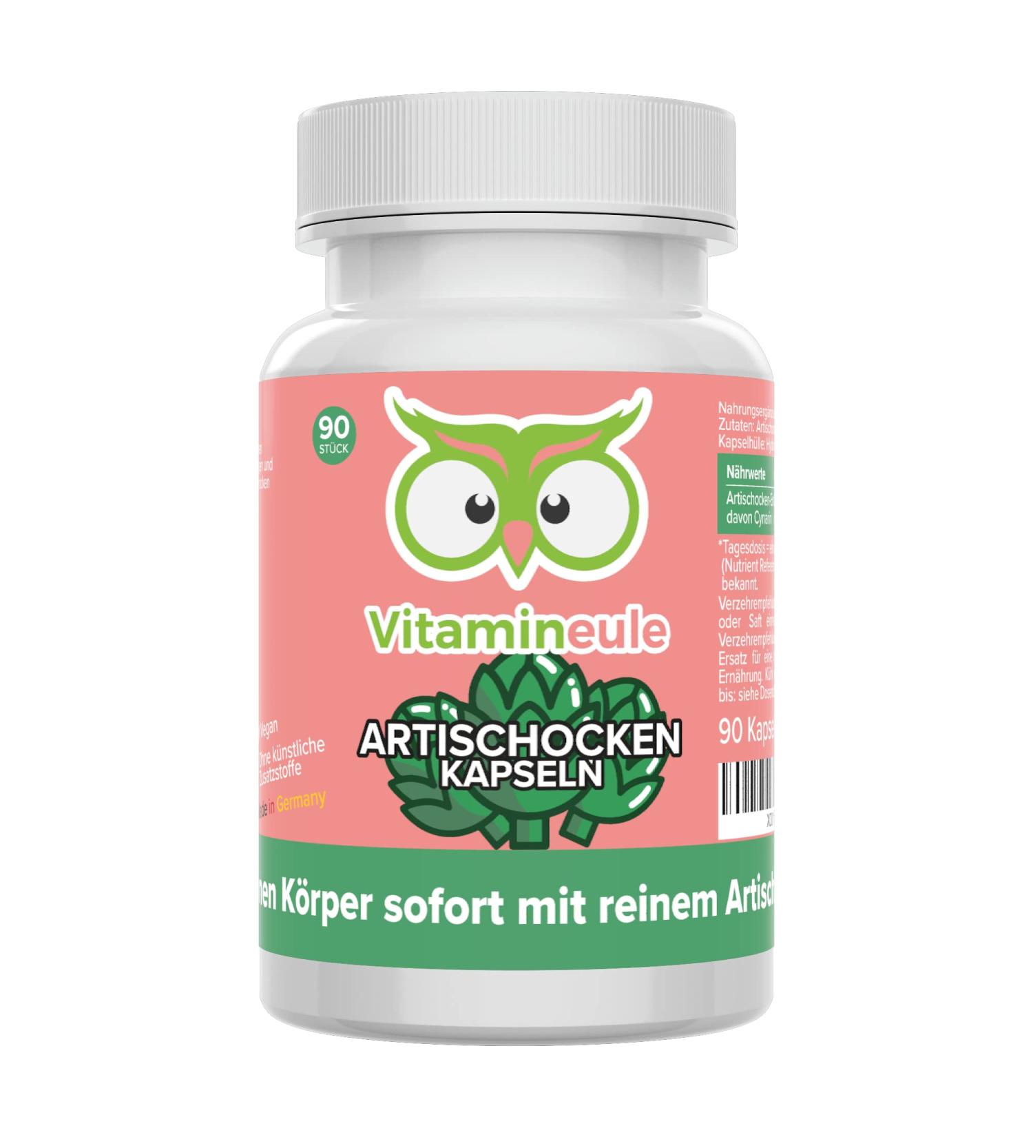 Artichoke Capsules 500mg | High Cynarin Content | Vegan & Additive-Free | Quality from Germany | Supports Digestion & Liver Health | Laboratory Tested - vitamineULE  - Buy Online on GoSupps.com