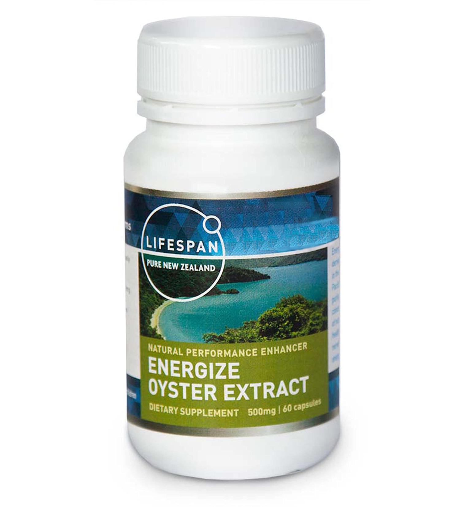 LIFESPAN PURE NEW ZEALAND Energize Oyster Extract Supplement for Men & Women - Zinc Taurine Amino Acids - Supports Energy and Wellsness Manufactured in USA 500 mg 60 Vegetable Capsules. - Buy Online on GoSupps.com