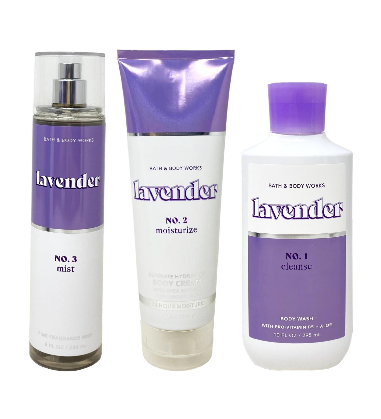 Shop Bath and Body Works Lavender 3-Step Gift Set - Fragrance Mist Body Cream & Body Wash - Full Size | International Shipping - Buy Online on GoSupps.com