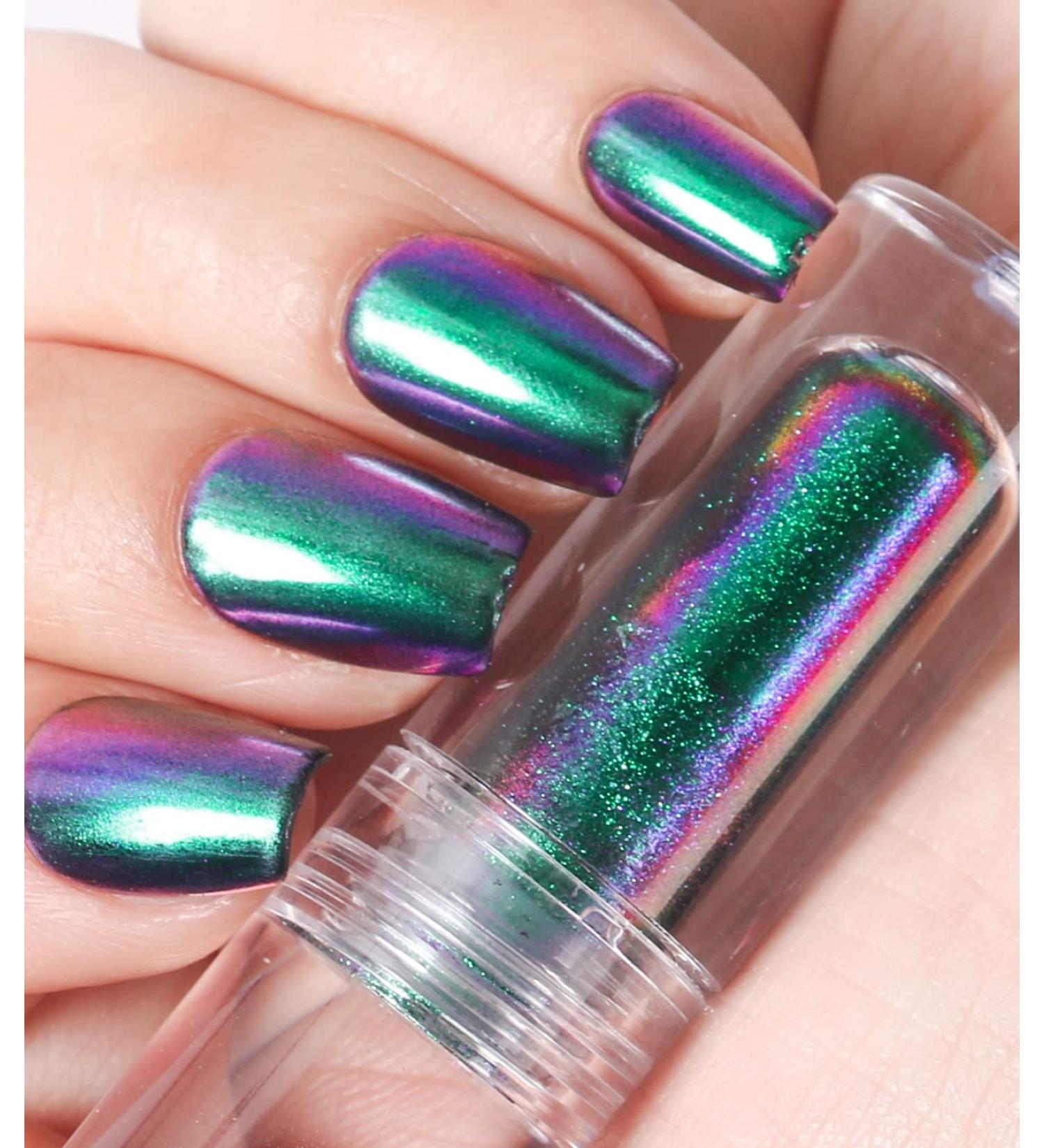 DouborQ Chrome Nail Powder - 2g Liquid Mirror Chameleon Pigment for Women Nail Art - Blue Purple - Buy Online on GoSupps.com