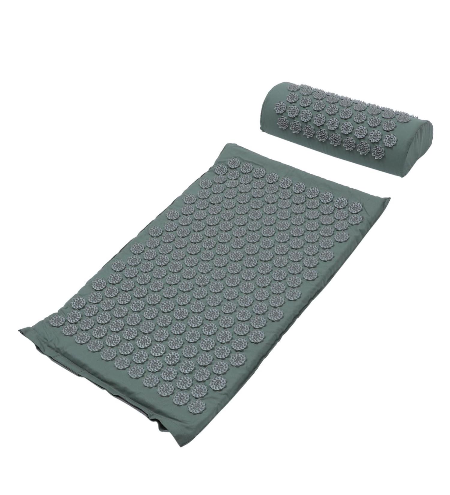 Hapinary Acupuncture Massage Pillow & Washable Yoga Mat - 2 Pieces Ideal for Yoga & Massage 38x15x10cm Gray - Buy Online on GoSupps.com
