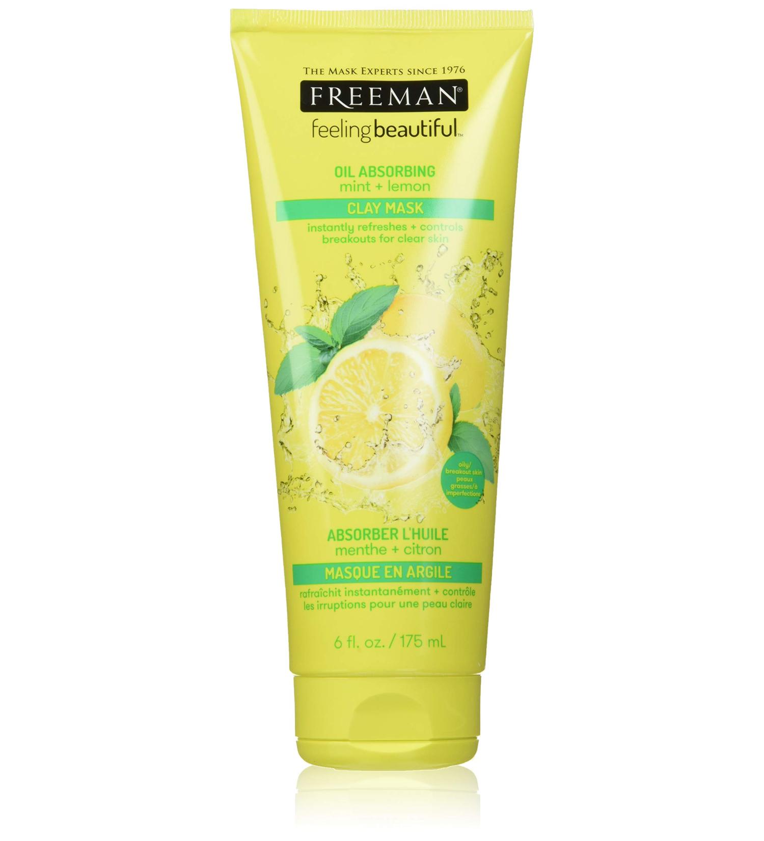 Freeman Mint & Lemon Clay Mask 6 fl oz - Oil Absorbing Facial Skincare - Buy Online on GoSupps.com