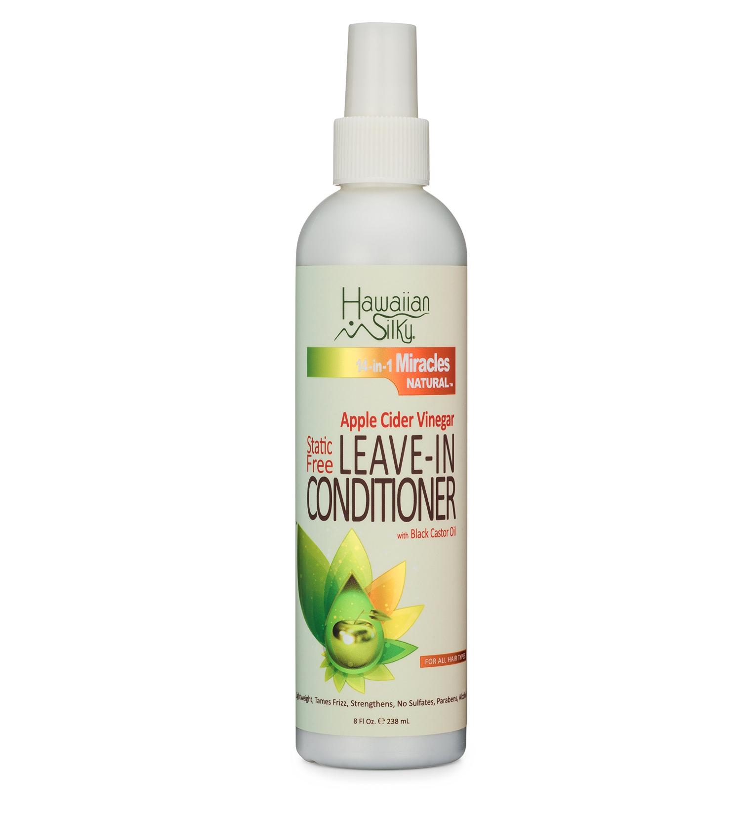 Hawaiian Silky Apple Cider Vinegar Leave-in Conditioner 8 fl oz - Static-Free Hair Care with Black Castor Oil for Growth - Natural Treatment for All Hair Types Including Color-Treated - Buy Online on GoSupps.com
