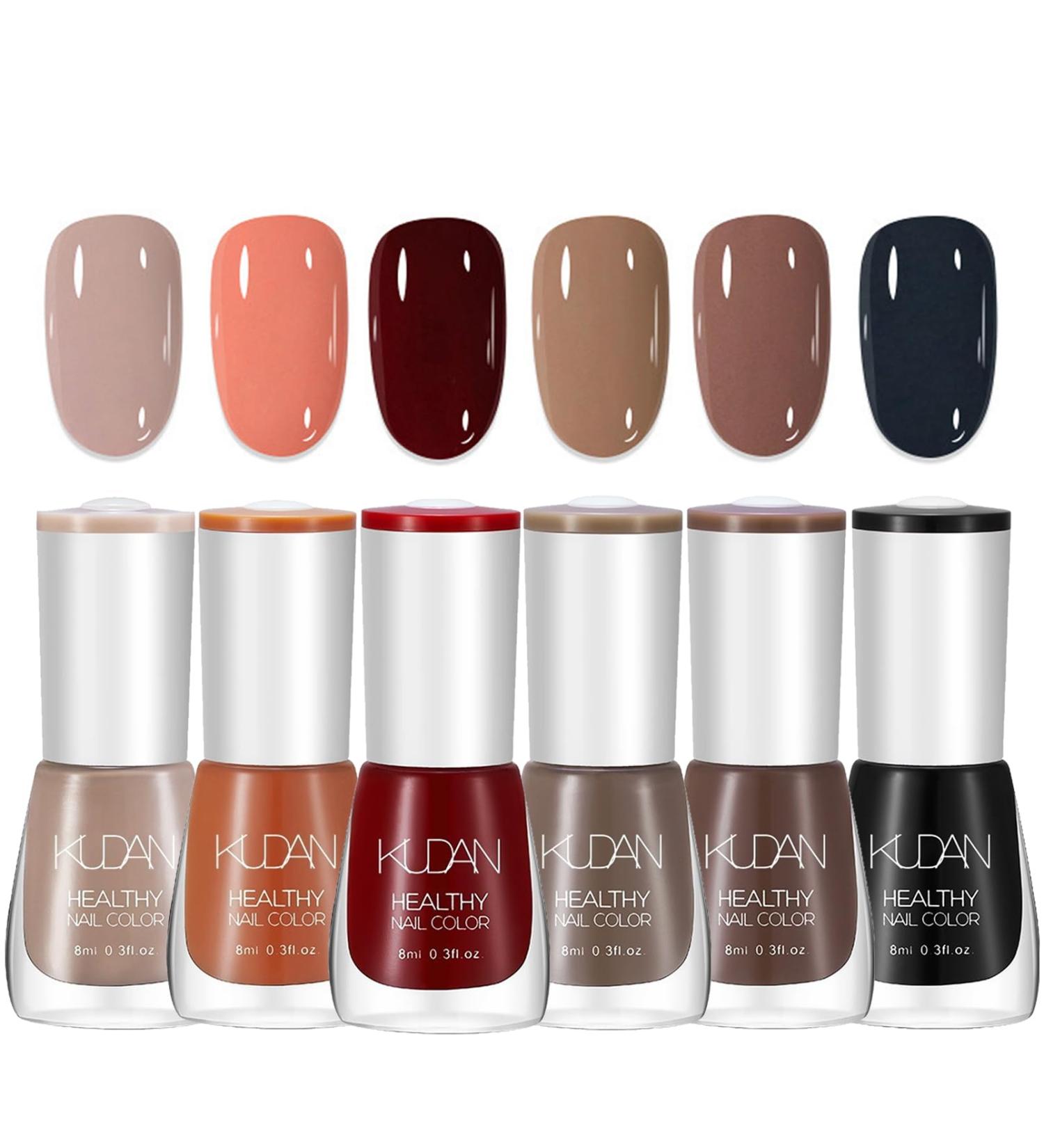Nail Polish Set 6Pcs Autumn Winter Nail Varnish Quick Dry & Long Lasting Red Brown Series Nail Gel Non-Toxic Water Based Nail Polish Gel for Women Girls DIY Nail Art at Home - No Need Bake - Buy Online on GoSupps.com