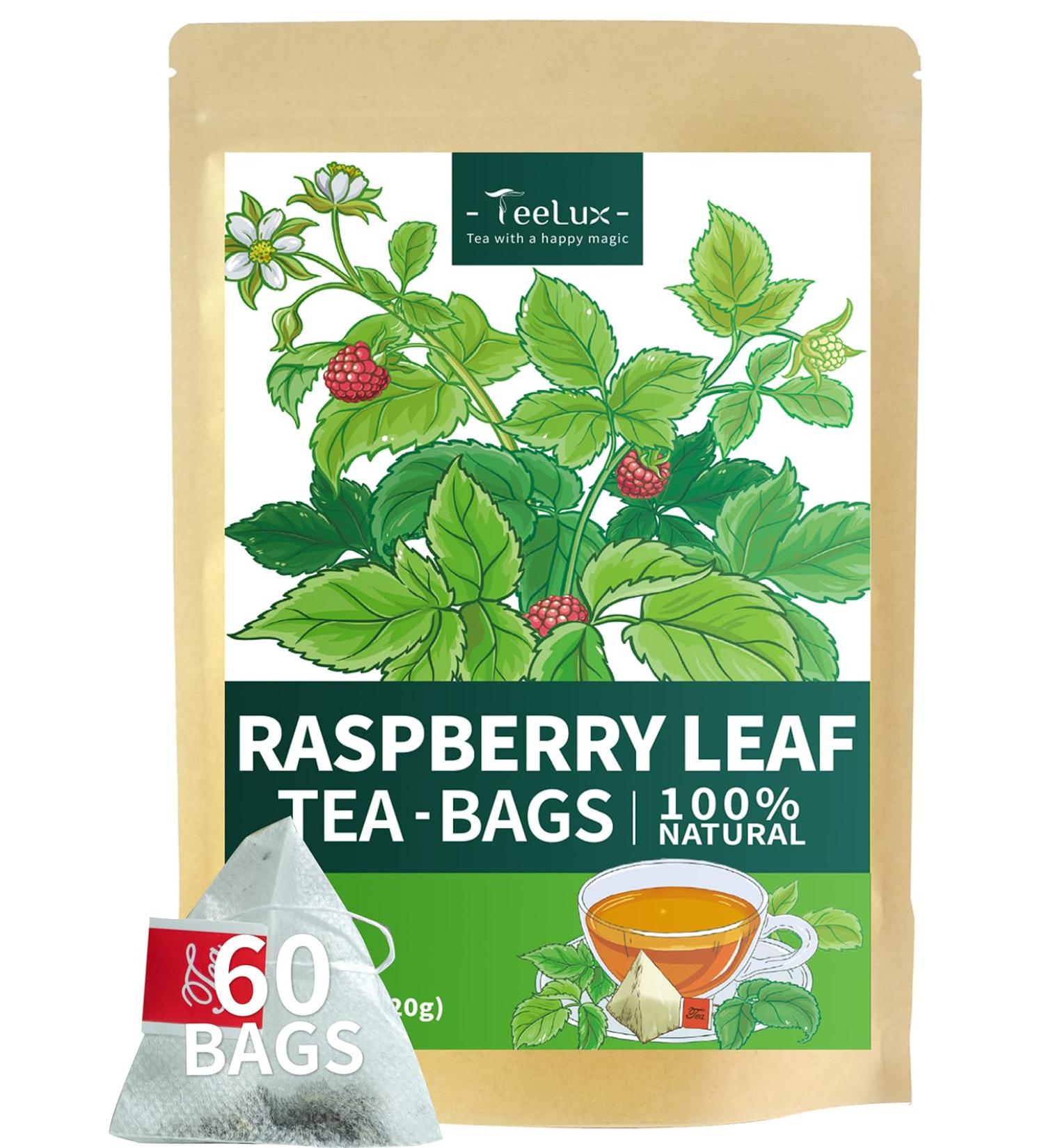  TeeLux TeeLux Pack of 60 Raspberry Leaf Tea Bags Pure Natural Raspberry Leaves Caffeine Free Herbal Tea Bags - Buy Online on GoSupps.com