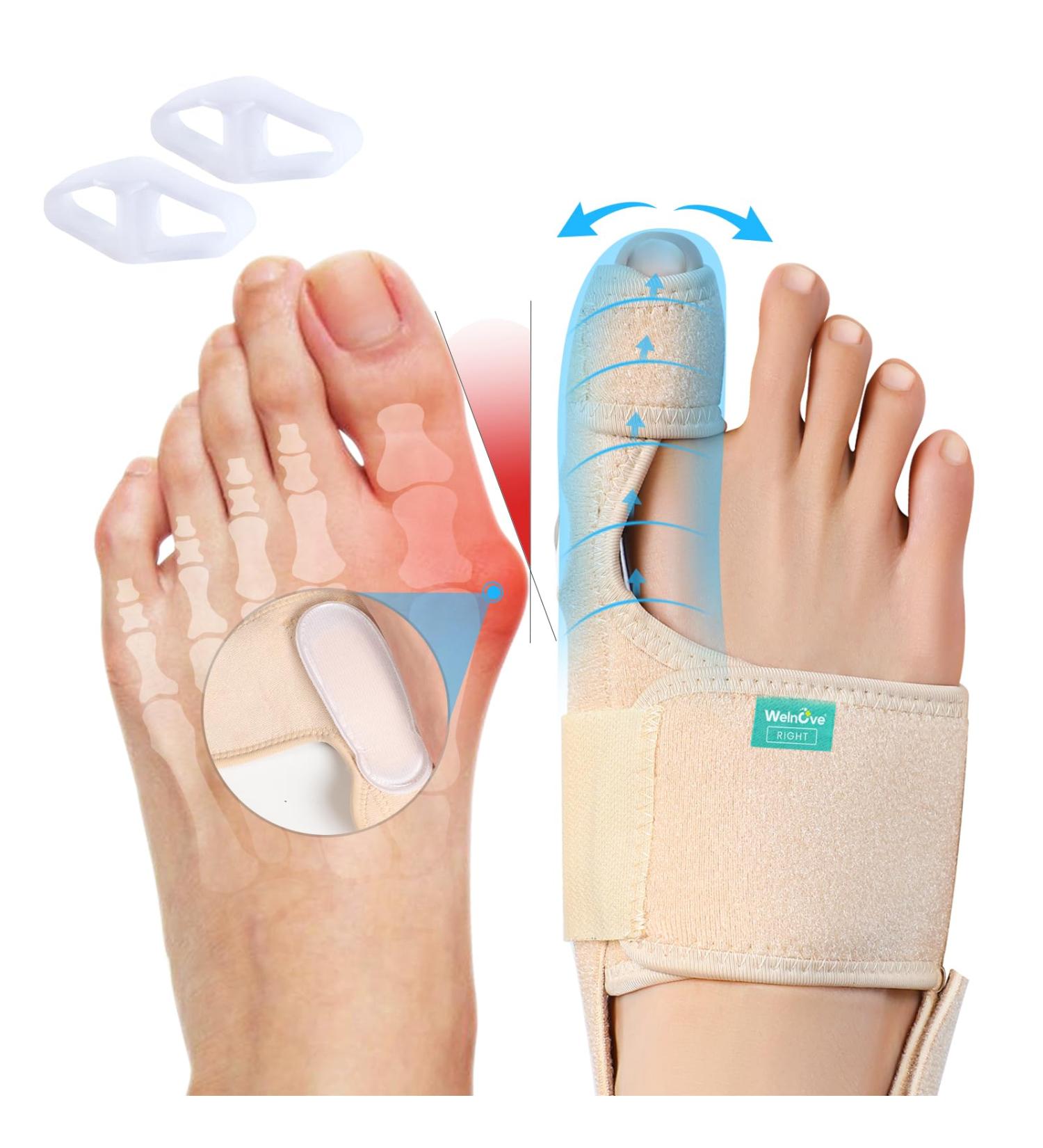Welnove Bunion Corrector for Men & Women - Adjustable Bunion Splint Brace with Gel Pads - Pain Relief & Toe Straightener - Non-slip Strap Beige - Buy Online on GoSupps.com